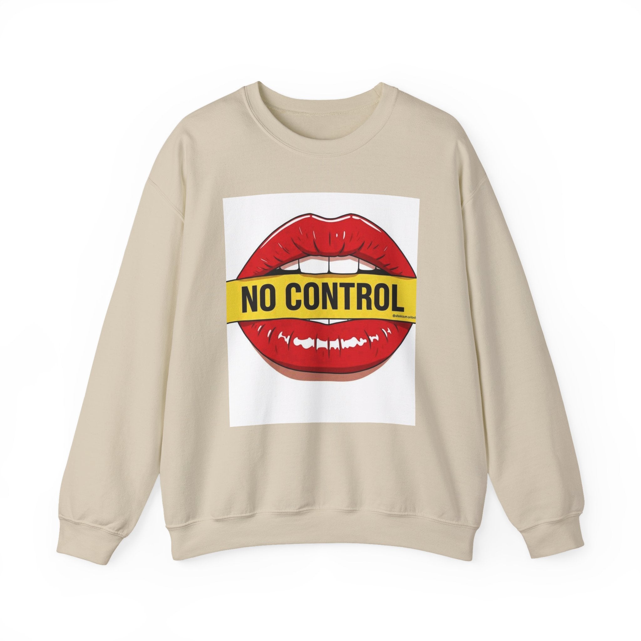 StreetWear X EazyMoney No Control / Shut Up Graphic Crewneck Sweatshirt — Bold Pop Art Lips & Hand Statement Pullover