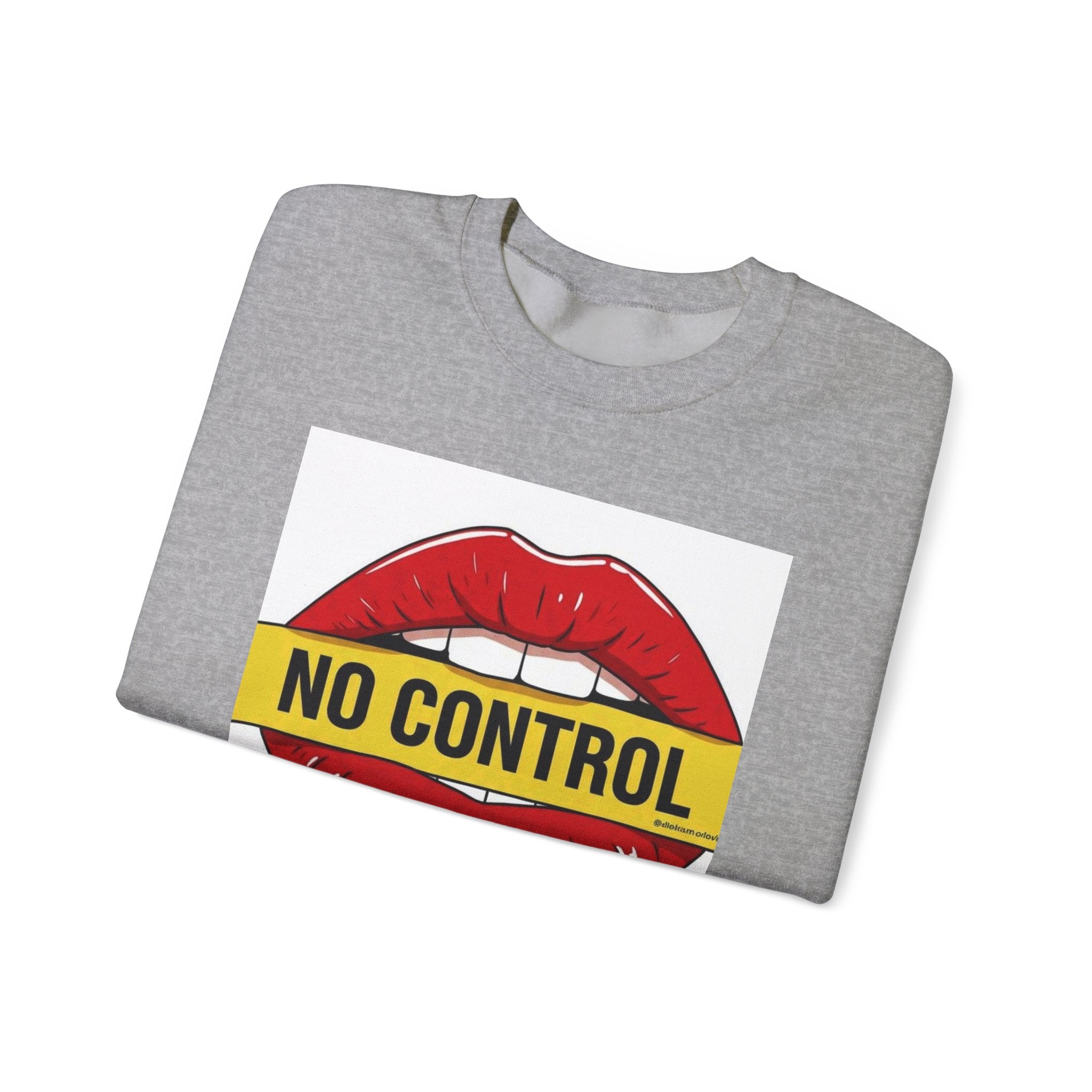 StreetWear X EazyMoney No Control / Shut Up Graphic Crewneck Sweatshirt — Bold Pop Art Lips & Hand Statement Pullover