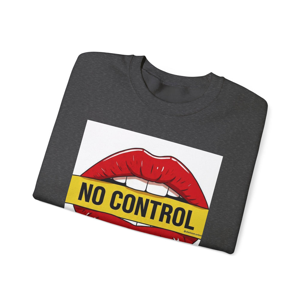 StreetWear X EazyMoney No Control / Shut Up Graphic Crewneck Sweatshirt — Bold Pop Art Lips & Hand Statement Pullover