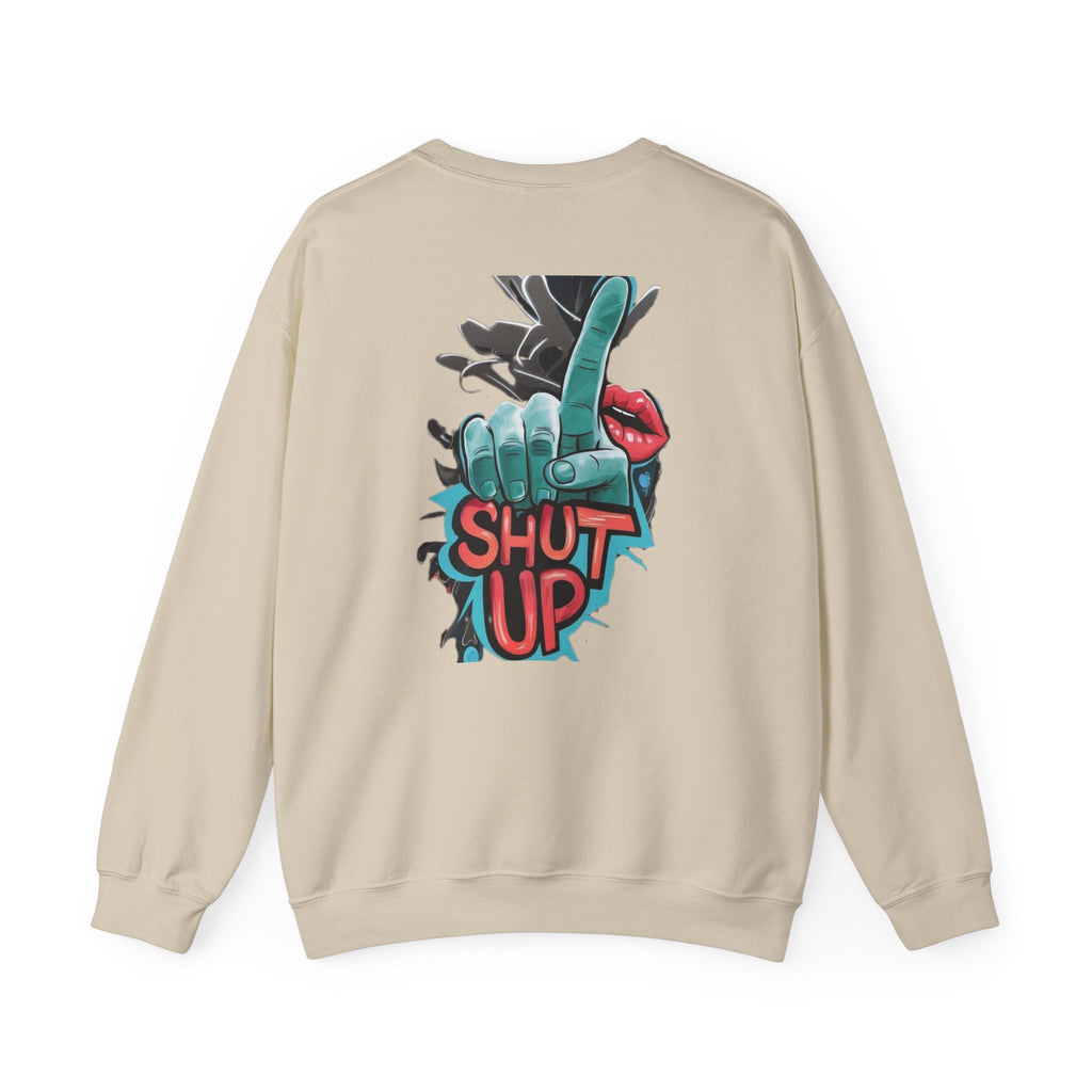 StreetWear X EazyMoney No Control / Shut Up Graphic Crewneck Sweatshirt — Bold Pop Art Lips & Hand Statement Pullover
