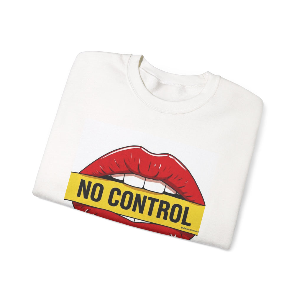StreetWear X EazyMoney No Control / Shut Up Graphic Crewneck Sweatshirt — Bold Pop Art Lips & Hand Statement Pullover