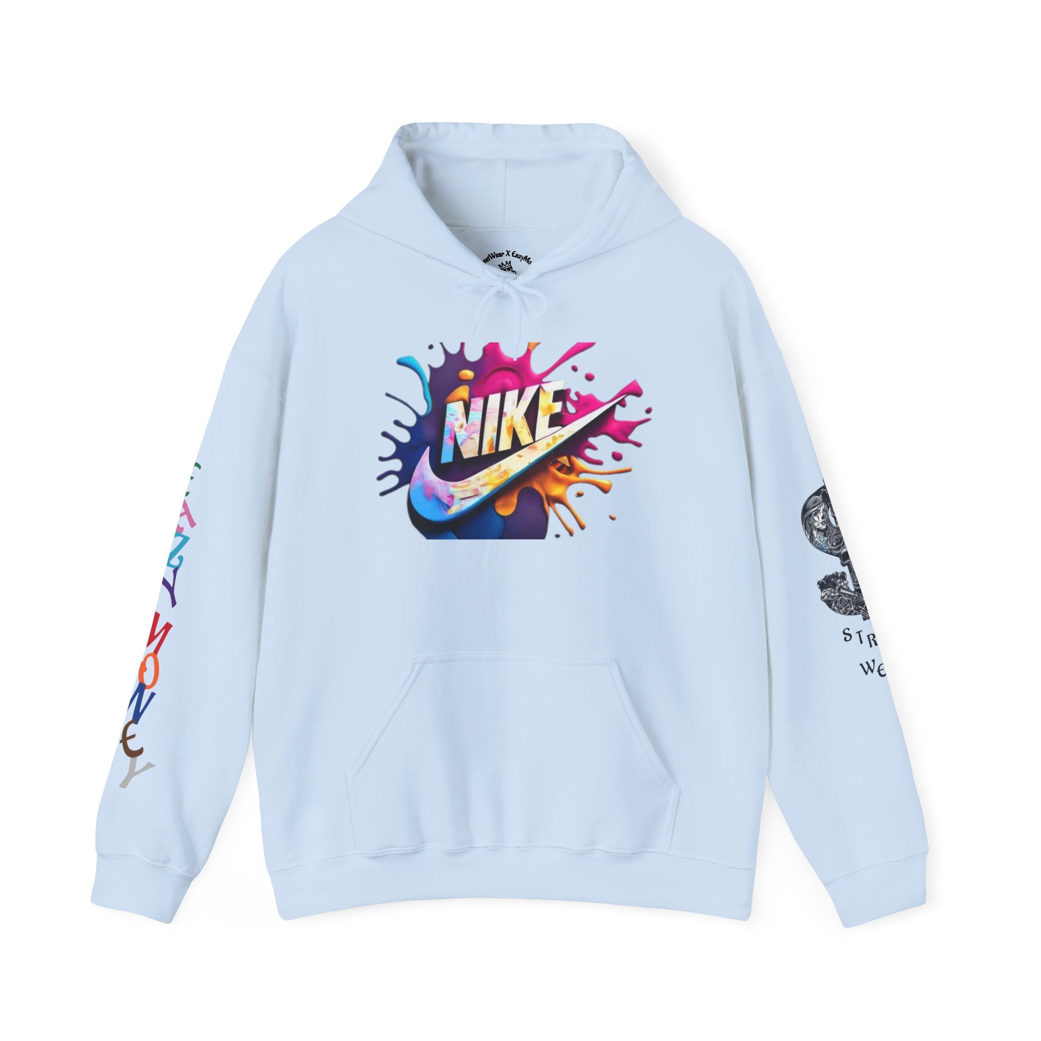 Graphic Hooded Sweatshirt — Colorful 'Just Do It' Splash Design