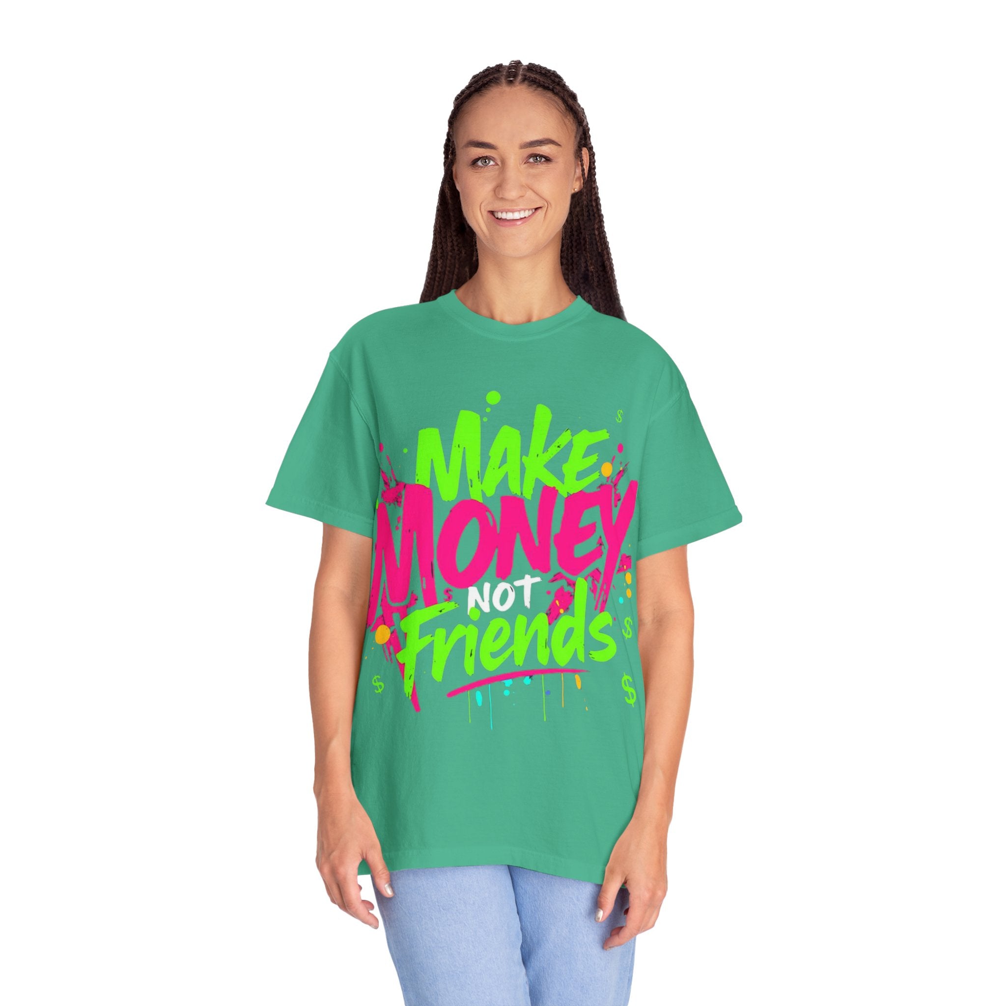 Trends StreetWear X EazyWear Graphic Tee — "Make Money Friends" Neon Street Style T-Shirt