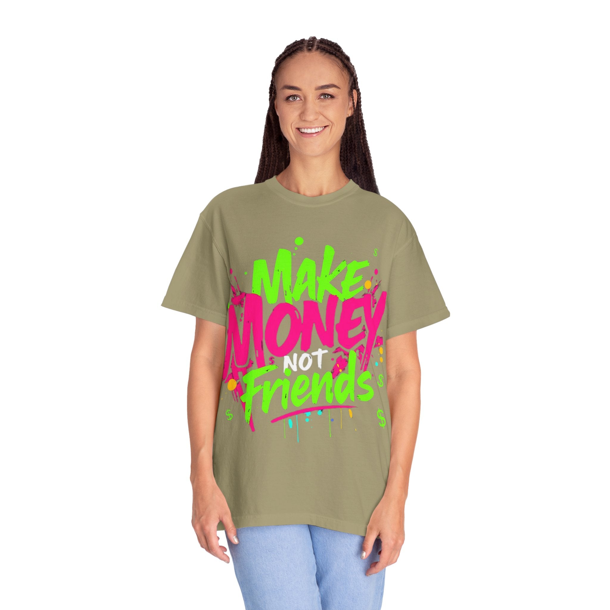 Trends StreetWear X EazyWear Graphic Tee — "Make Money Friends" Neon Street Style T-Shirt