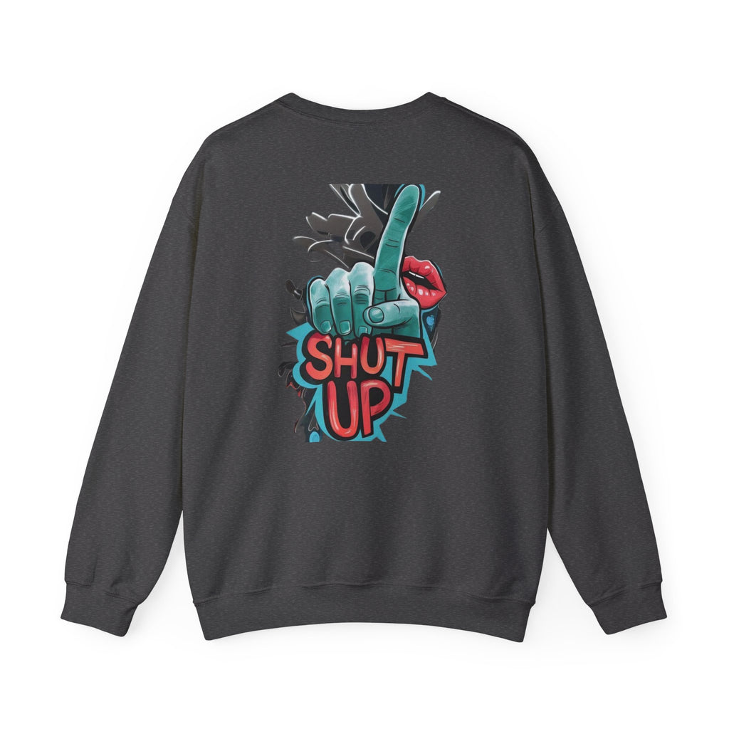 StreetWear X EazyMoney No Control / Shut Up Graphic Crewneck Sweatshirt — Bold Pop Art Lips & Hand Statement Pullover