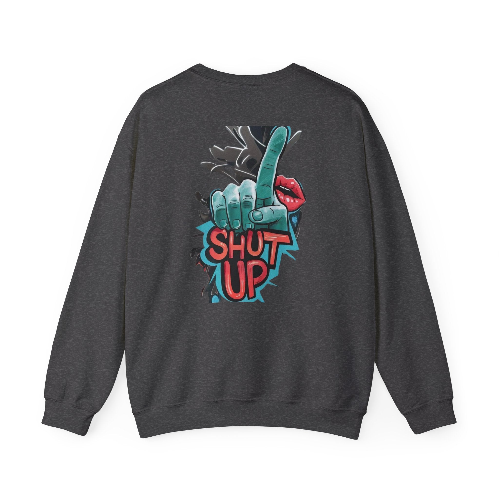 StreetWear X EazyMoney No Control / Shut Up Graphic Crewneck Sweatshirt — Bold Pop Art Lips & Hand Statement Pullover
