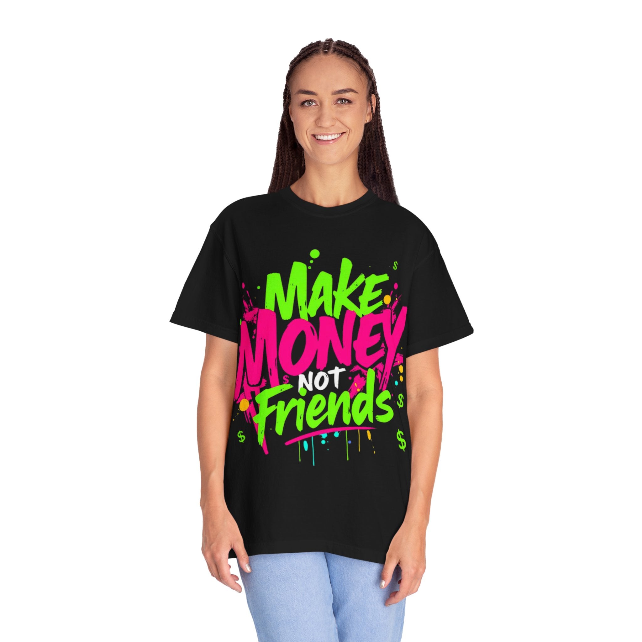 Trends StreetWear X EazyWear Graphic Tee — "Make Money Friends" Neon Street Style T-Shirt