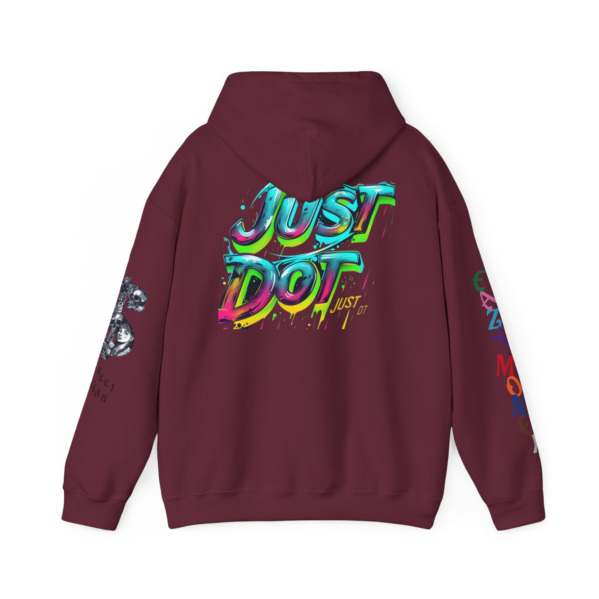 Graphic Hooded Sweatshirt — Colorful 'Just Do It' Splash Design