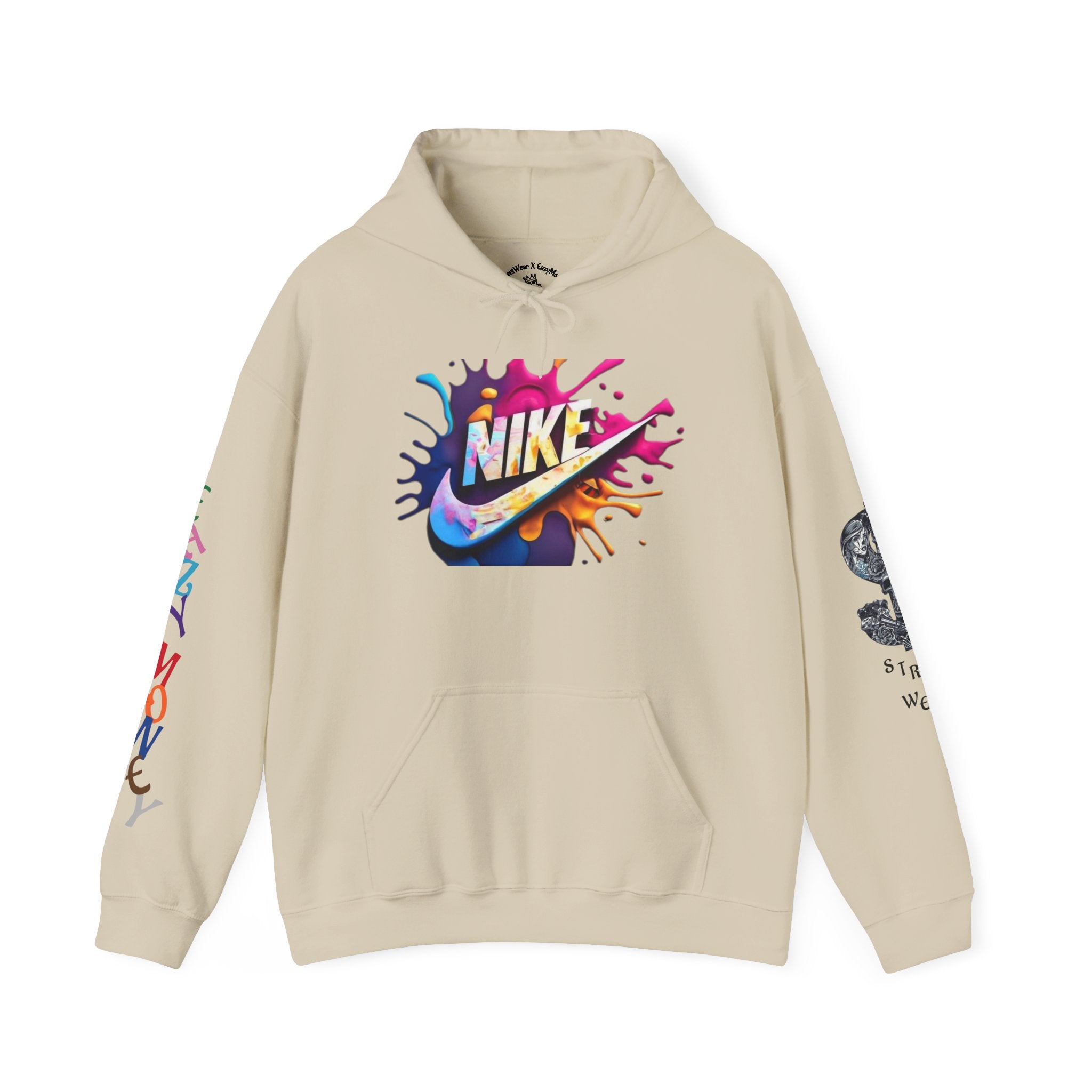 Graphic Hooded Sweatshirt — Colorful 'Just Do It' Splash Design