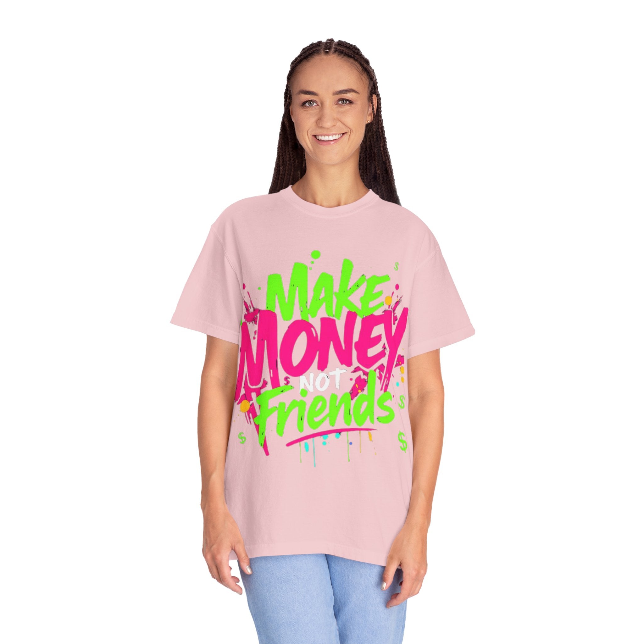 Trends StreetWear X EazyWear Graphic Tee — "Make Money Friends" Neon Street Style T-Shirt