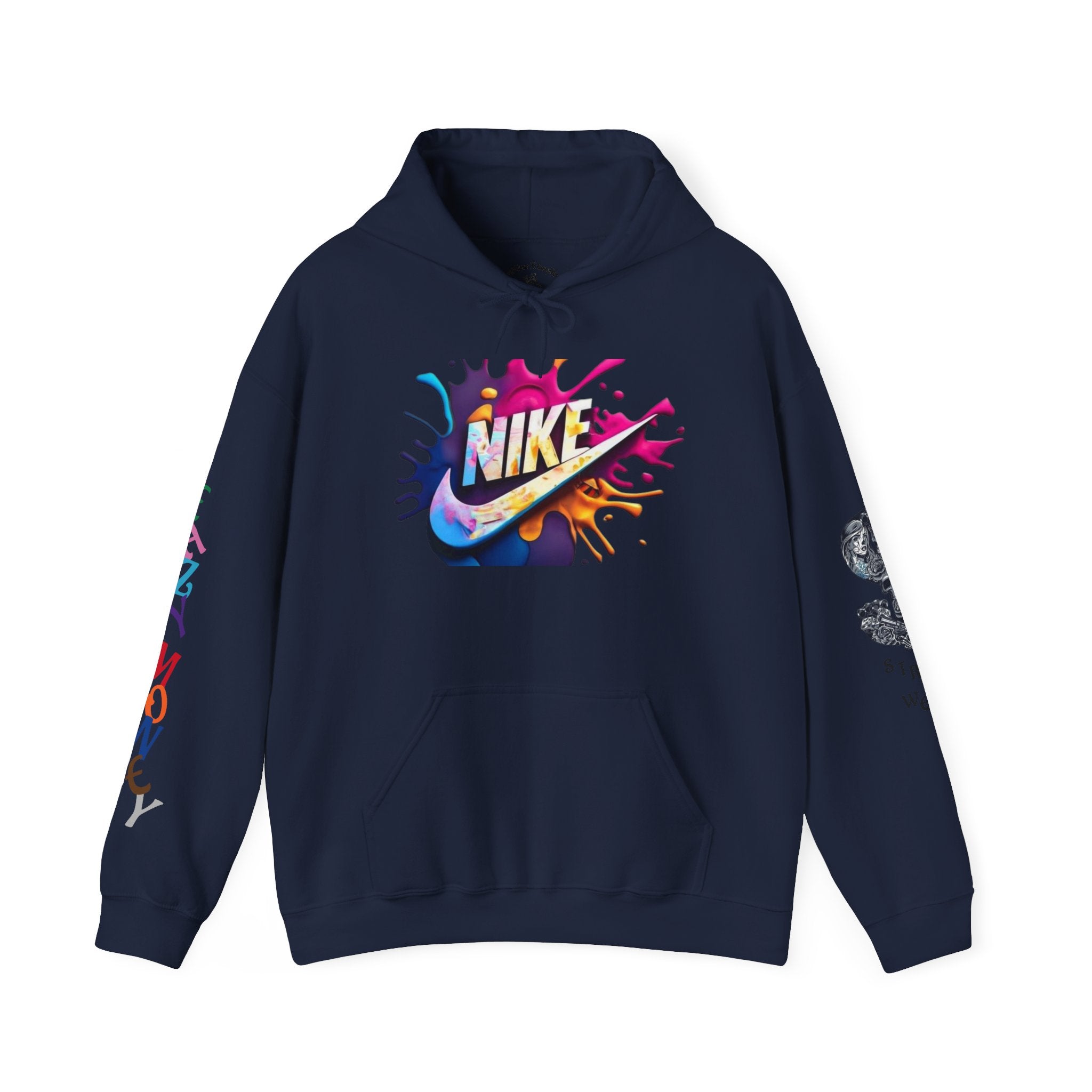 Graphic Hooded Sweatshirt — Colorful 'Just Do It' Splash Design