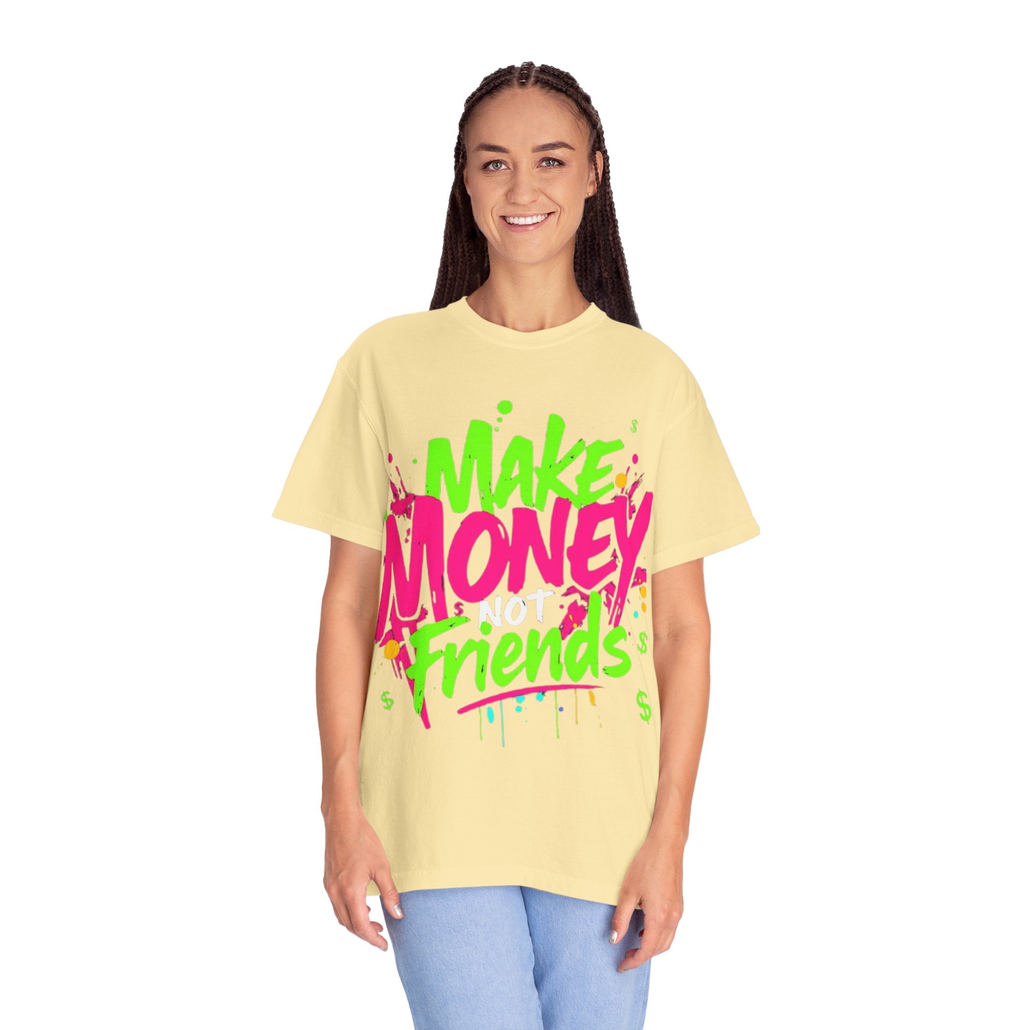 Trends StreetWear X EazyWear Graphic Tee — "Make Money Friends" Neon Street Style T-Shirt