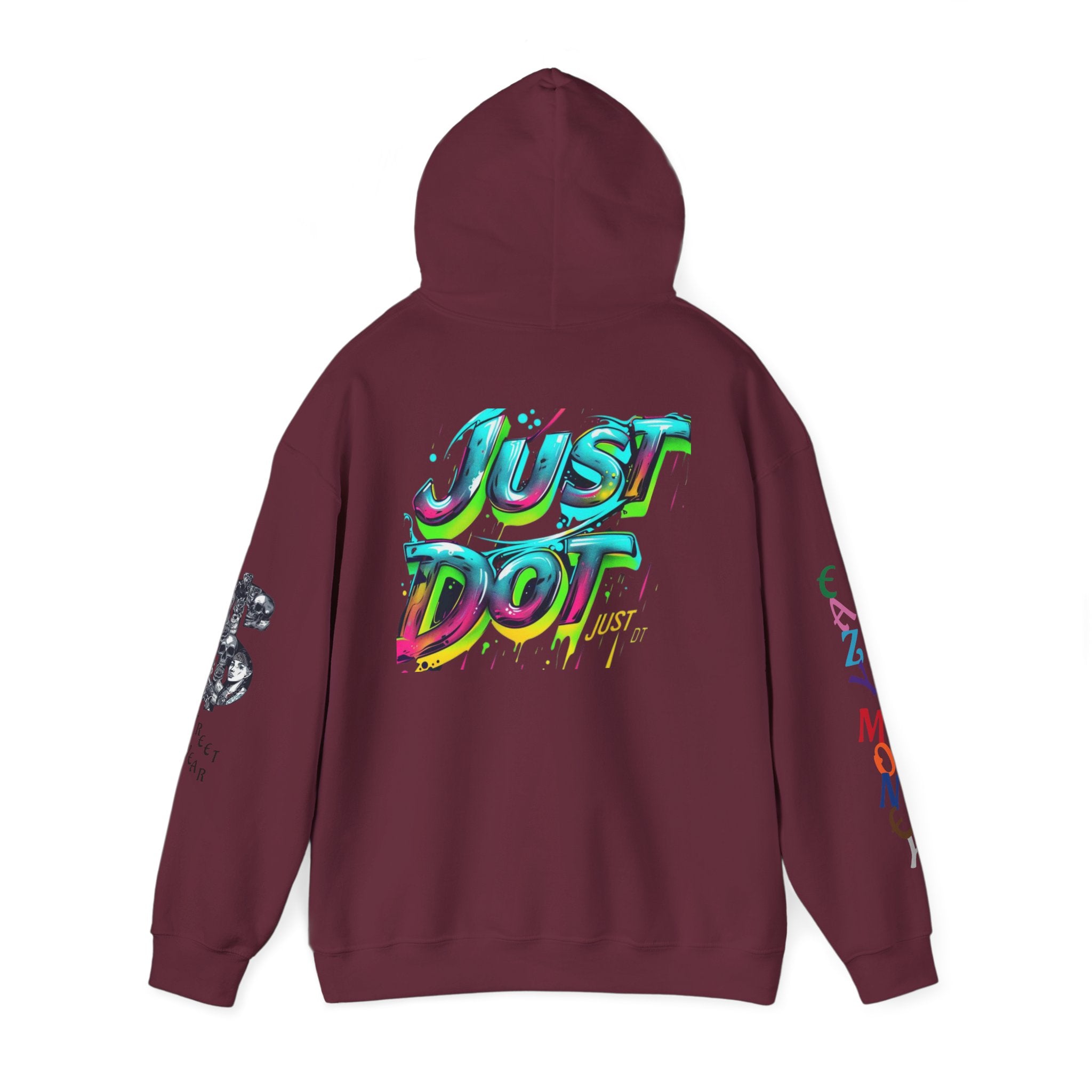 Graphic Hooded Sweatshirt — Colorful 'Just Do It' Splash Design