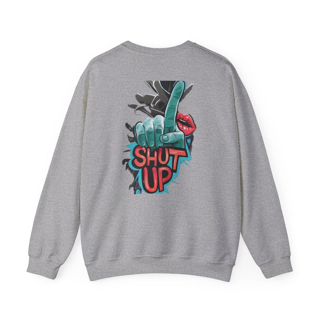 StreetWear X EazyMoney No Control / Shut Up Graphic Crewneck Sweatshirt — Bold Pop Art Lips & Hand Statement Pullover