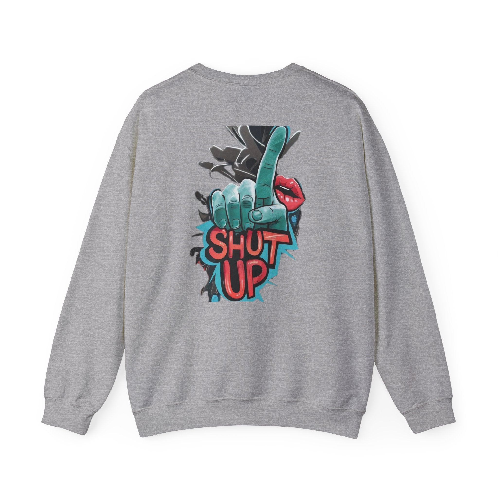 StreetWear X EazyMoney No Control / Shut Up Graphic Crewneck Sweatshirt — Bold Pop Art Lips & Hand Statement Pullover