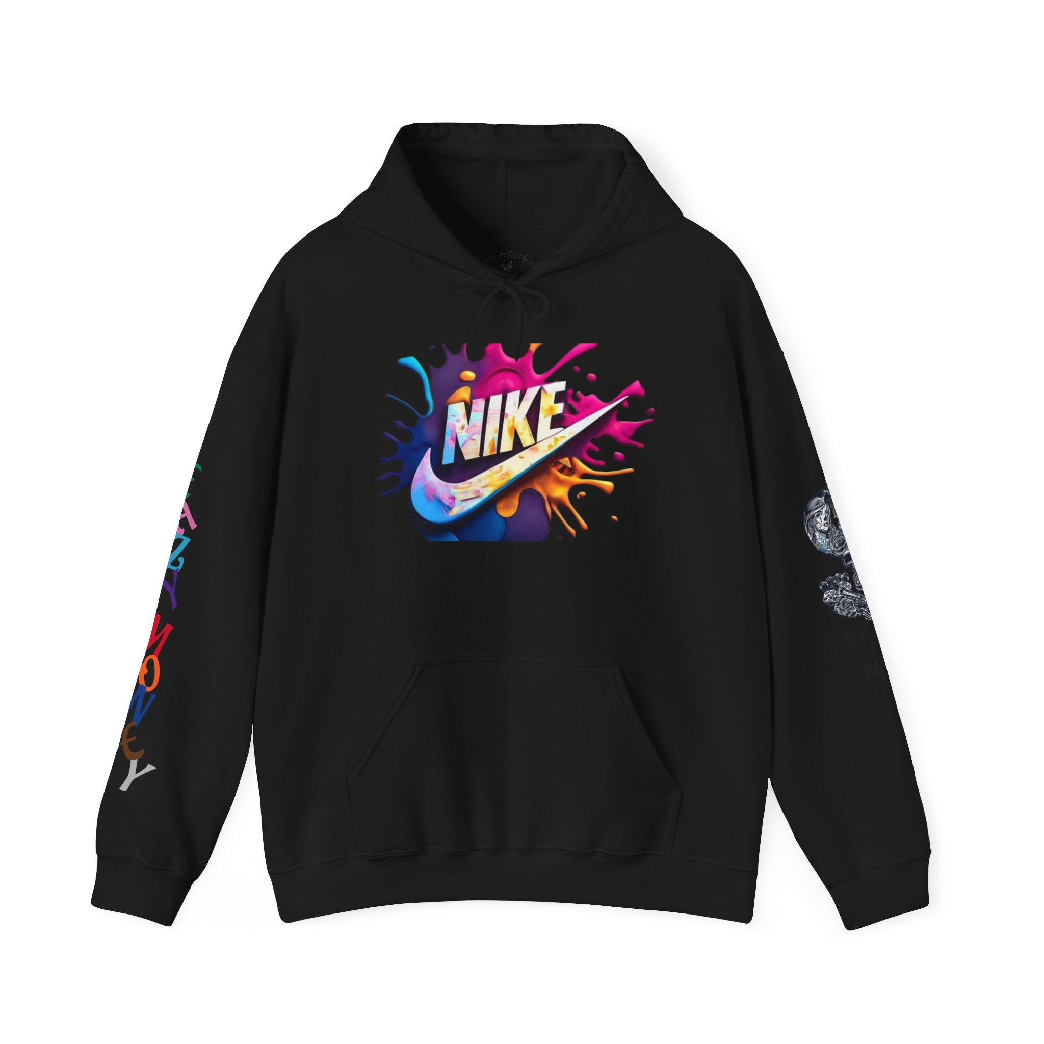 Graphic Hooded Sweatshirt — Colorful 'Just Do It' Splash Design