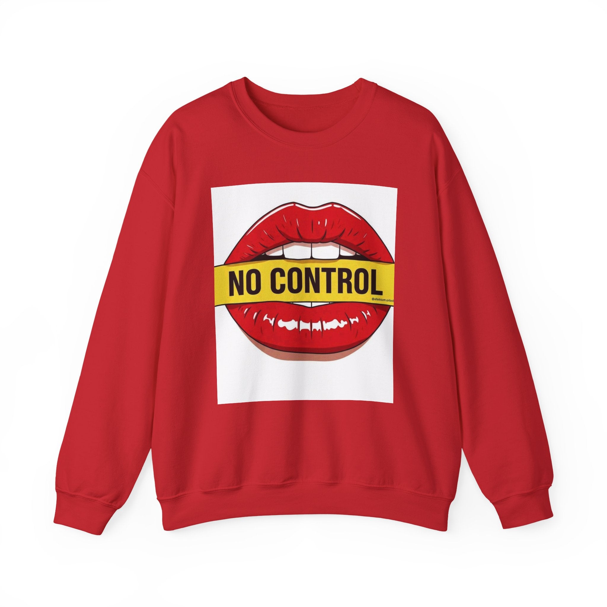 StreetWear X EazyMoney No Control / Shut Up Graphic Crewneck Sweatshirt — Bold Pop Art Lips & Hand Statement Pullover
