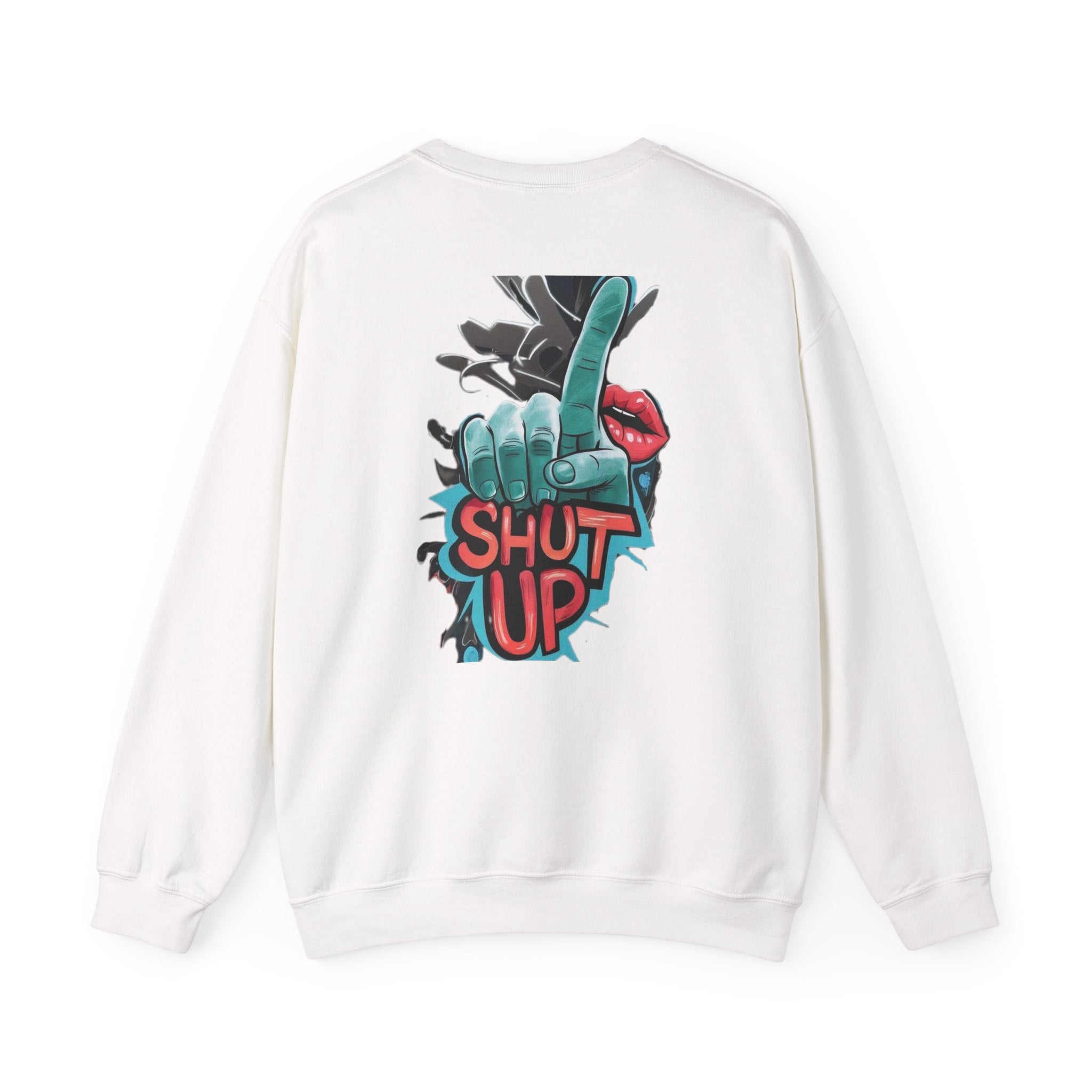StreetWear X EazyMoney No Control / Shut Up Graphic Crewneck Sweatshirt — Bold Pop Art Lips & Hand Statement Pullover
