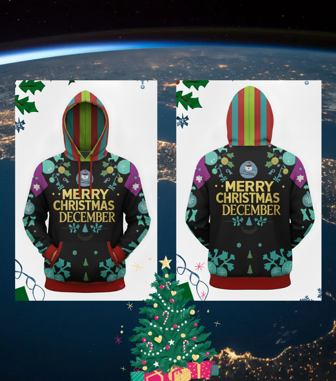 Hoodie Sweater/Jacket vintage-inspired Christmas Season