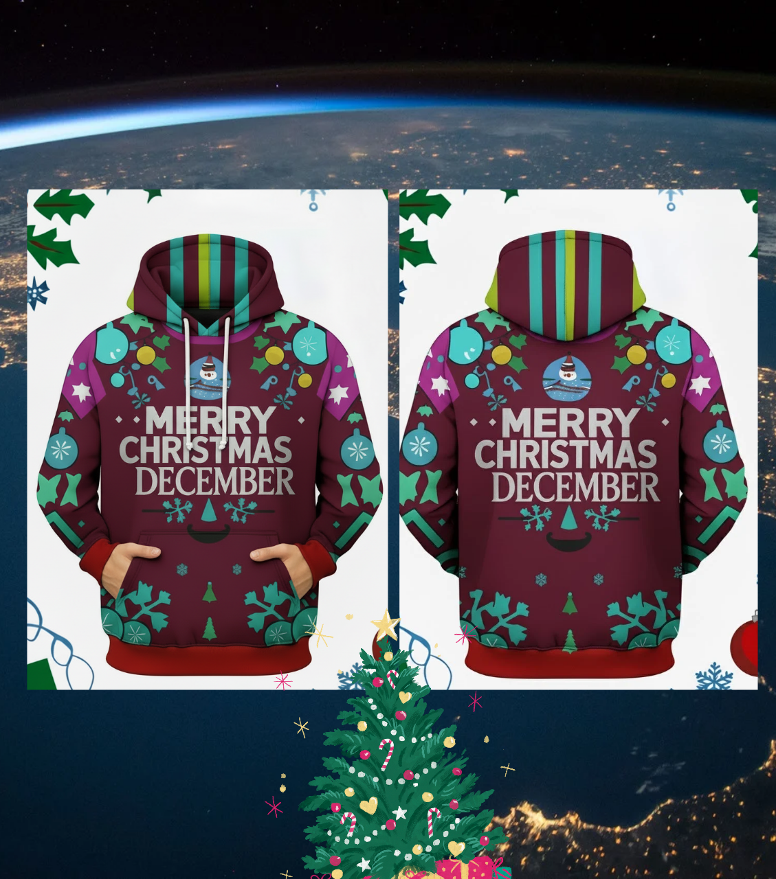 Hoodie Sweater/Jacket vintage-inspired Christmas Season