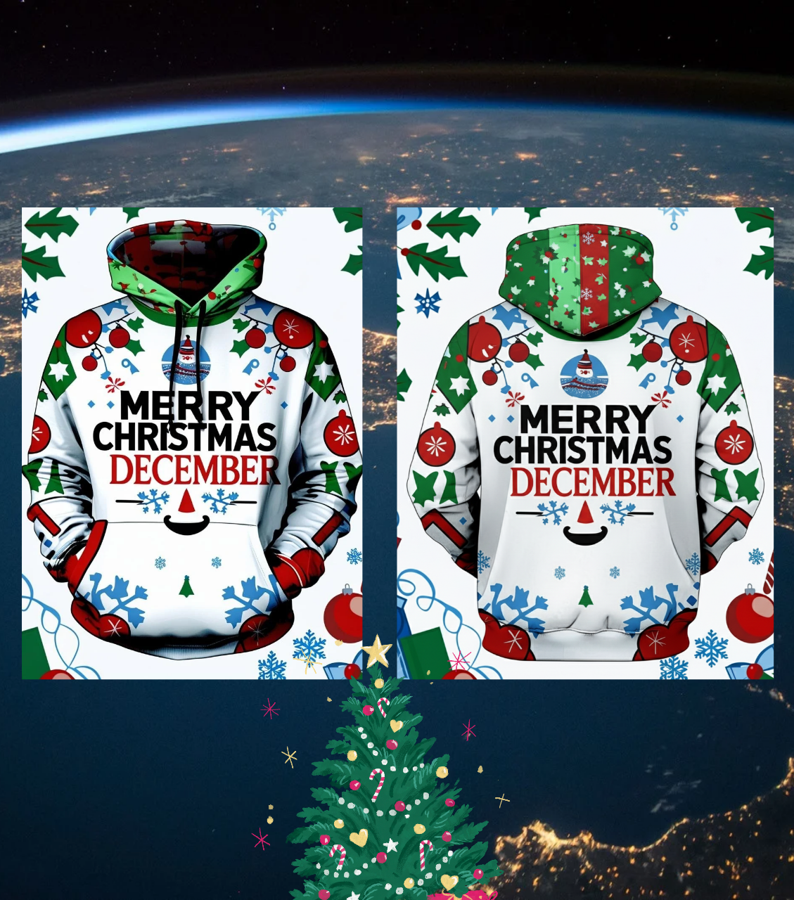 Hoodie Sweater/Jacket vintage-inspired Christmas Season