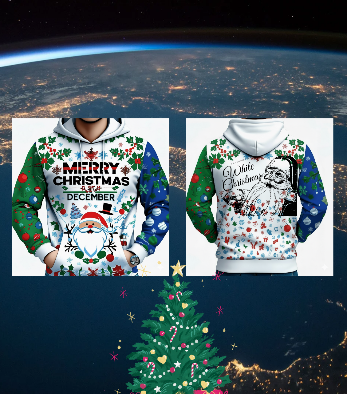 Hoodie Sweater/Jacket vintage-inspired Christmas Season