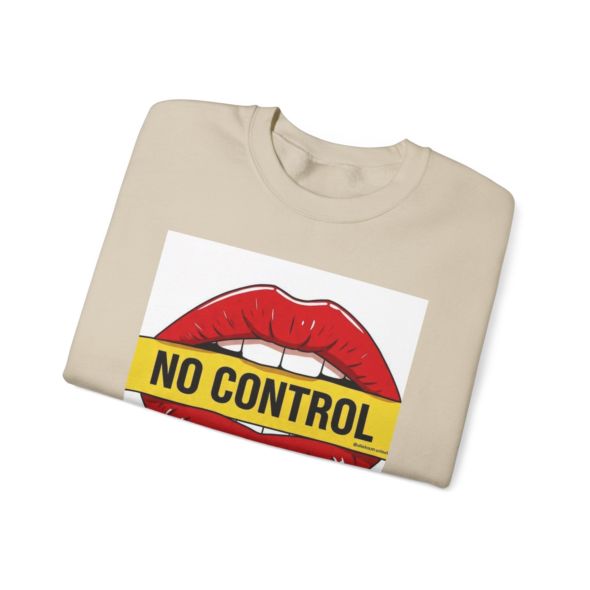 StreetWear X EazyMoney No Control / Shut Up Graphic Crewneck Sweatshirt — Bold Pop Art Lips & Hand Statement Pullover