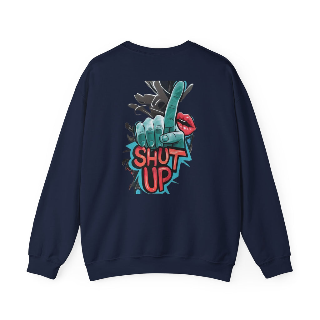 StreetWear X EazyMoney No Control / Shut Up Graphic Crewneck Sweatshirt — Bold Pop Art Lips & Hand Statement Pullover