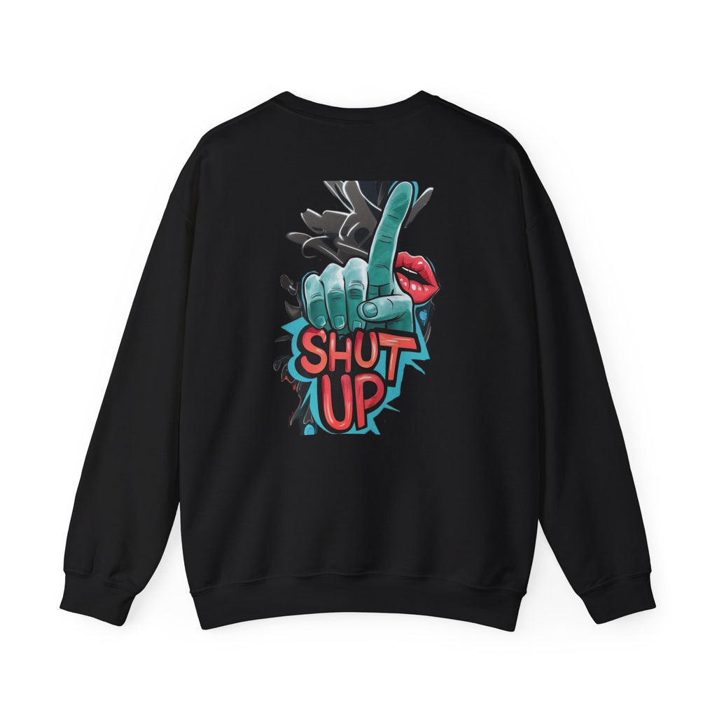 StreetWear X EazyMoney No Control / Shut Up Graphic Crewneck Sweatshirt — Bold Pop Art Lips & Hand Statement Pullover