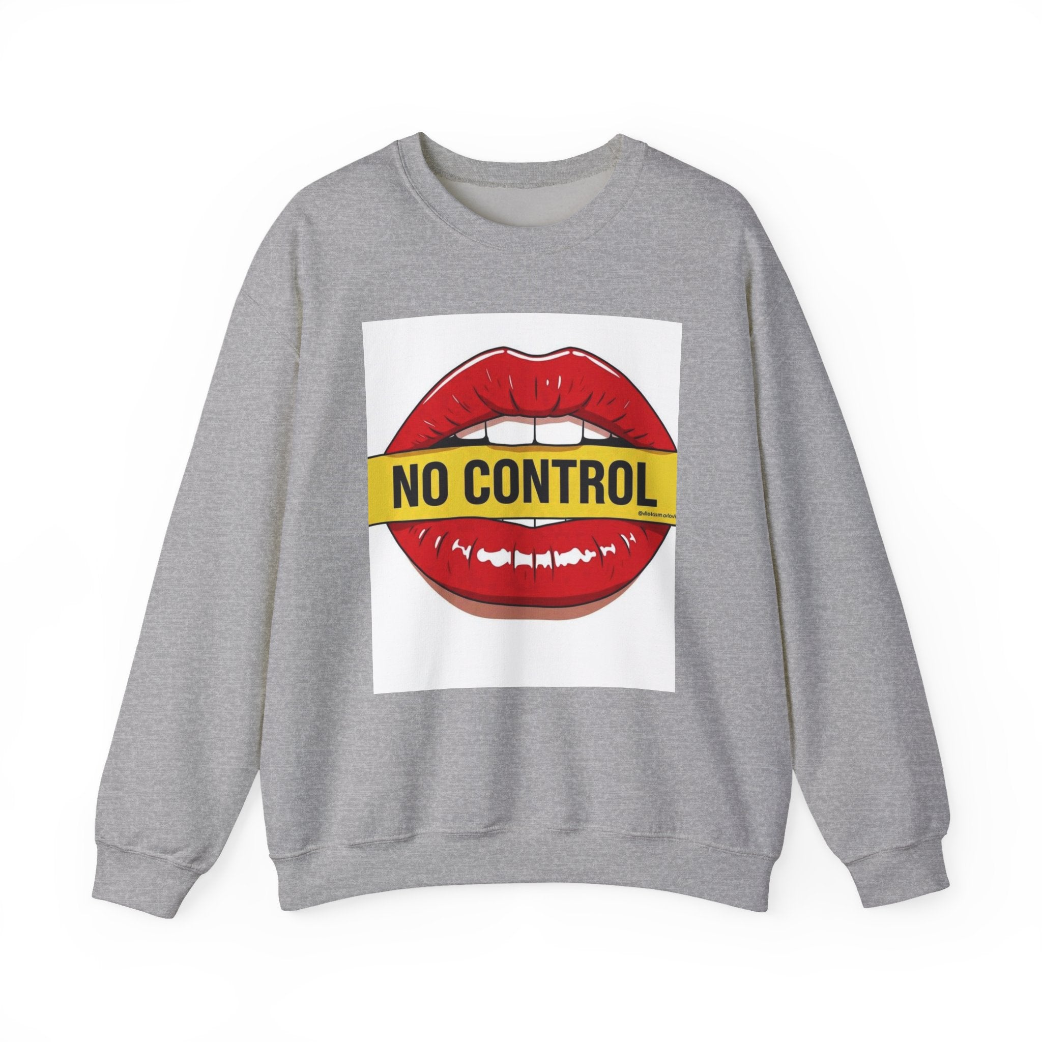 StreetWear X EazyMoney No Control / Shut Up Graphic Crewneck Sweatshirt — Bold Pop Art Lips & Hand Statement Pullover