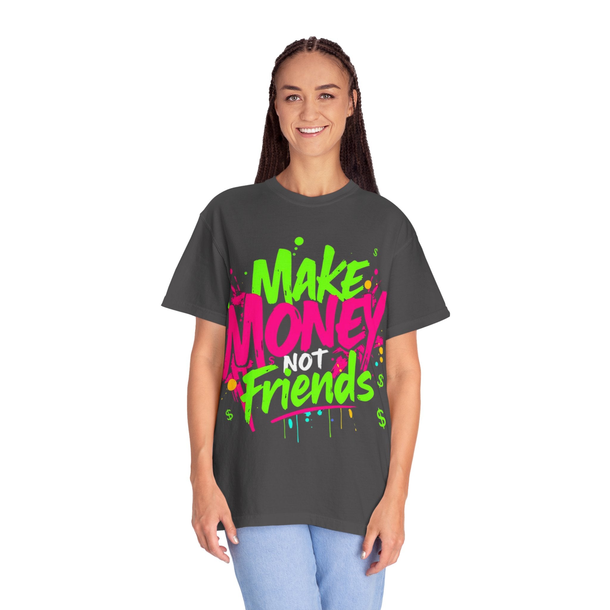 Trends StreetWear X EazyWear Graphic Tee — "Make Money Friends" Neon Street Style T-Shirt
