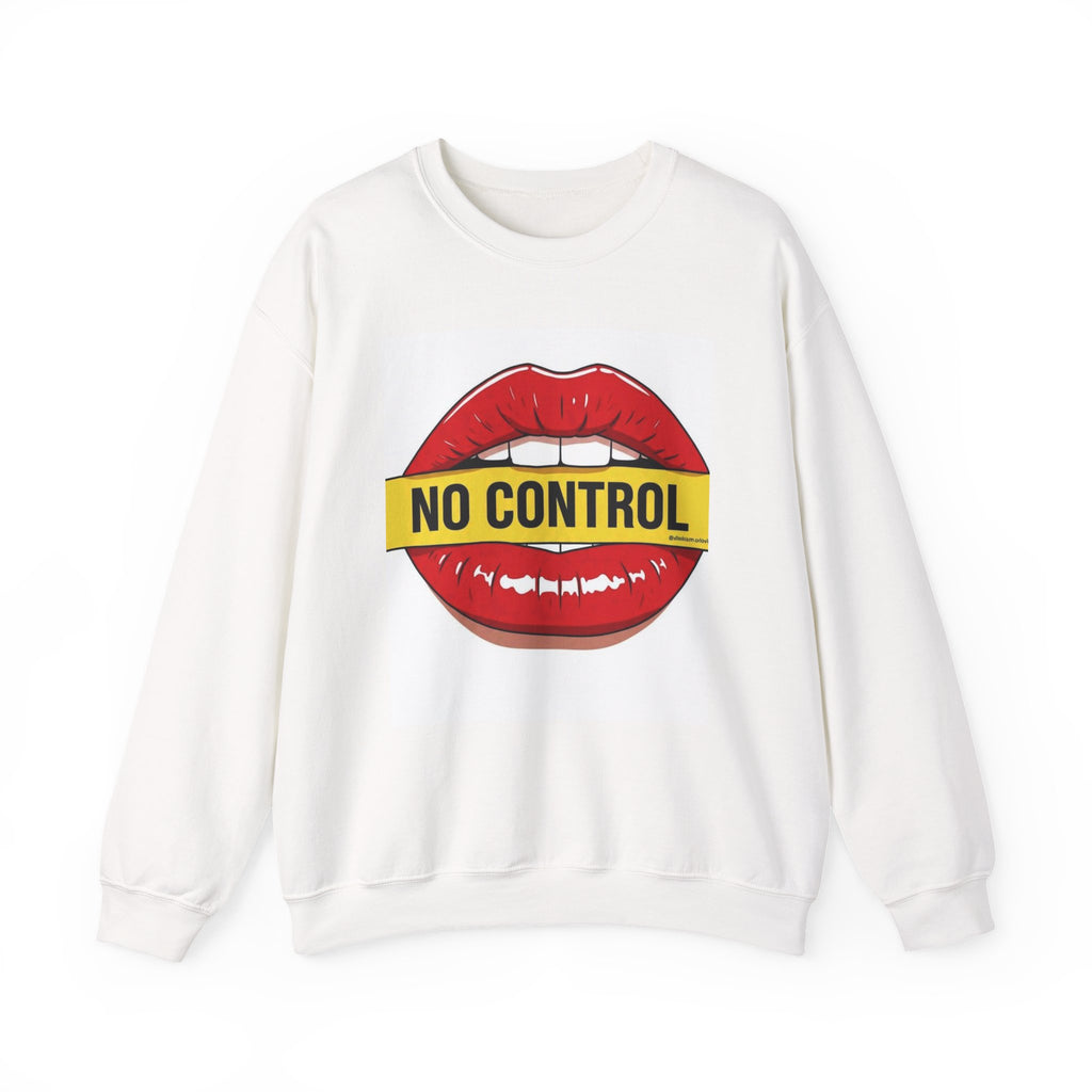 StreetWear X EazyMoney No Control / Shut Up Graphic Crewneck Sweatshirt — Bold Pop Art Lips & Hand Statement Pullover