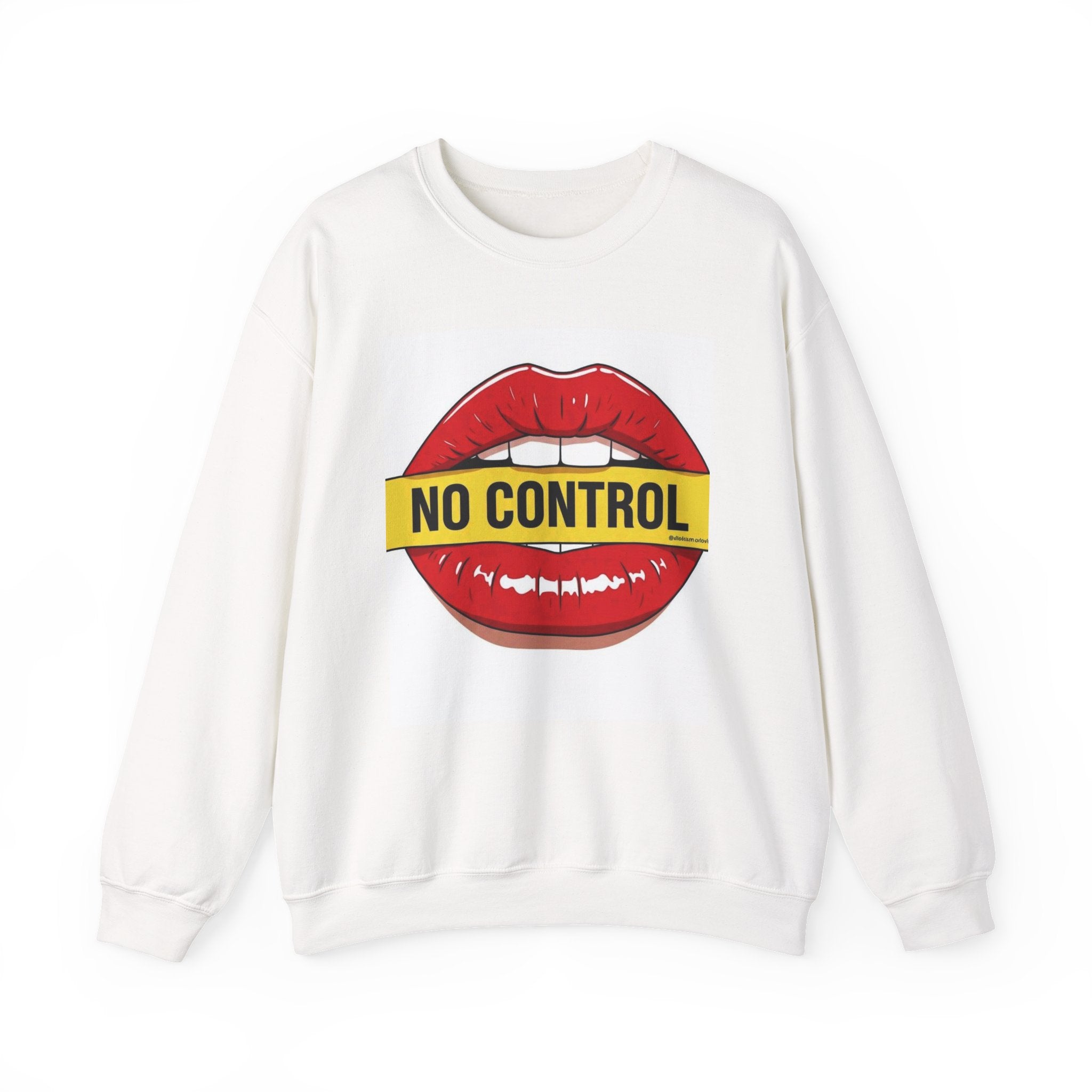 StreetWear X EazyMoney No Control / Shut Up Graphic Crewneck Sweatshirt — Bold Pop Art Lips & Hand Statement Pullover
