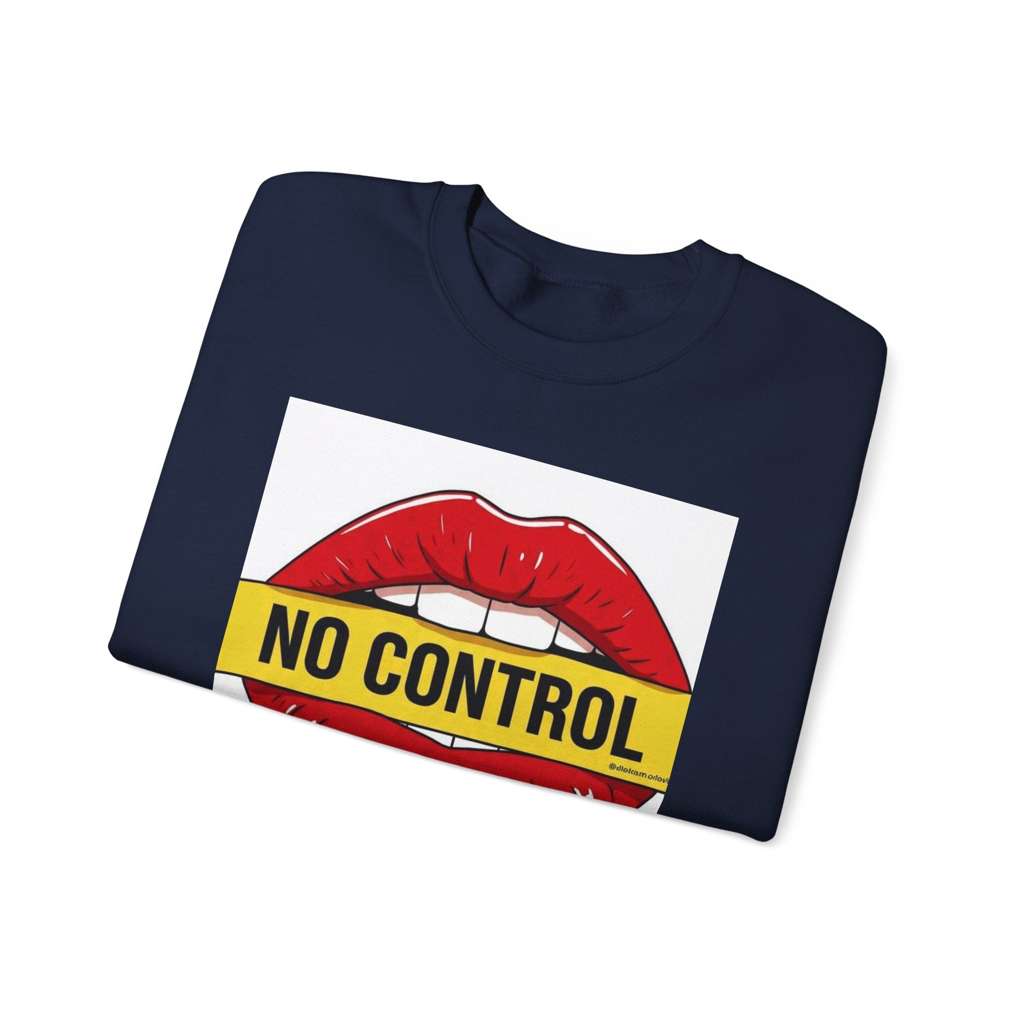 StreetWear X EazyMoney No Control / Shut Up Graphic Crewneck Sweatshirt — Bold Pop Art Lips & Hand Statement Pullover
