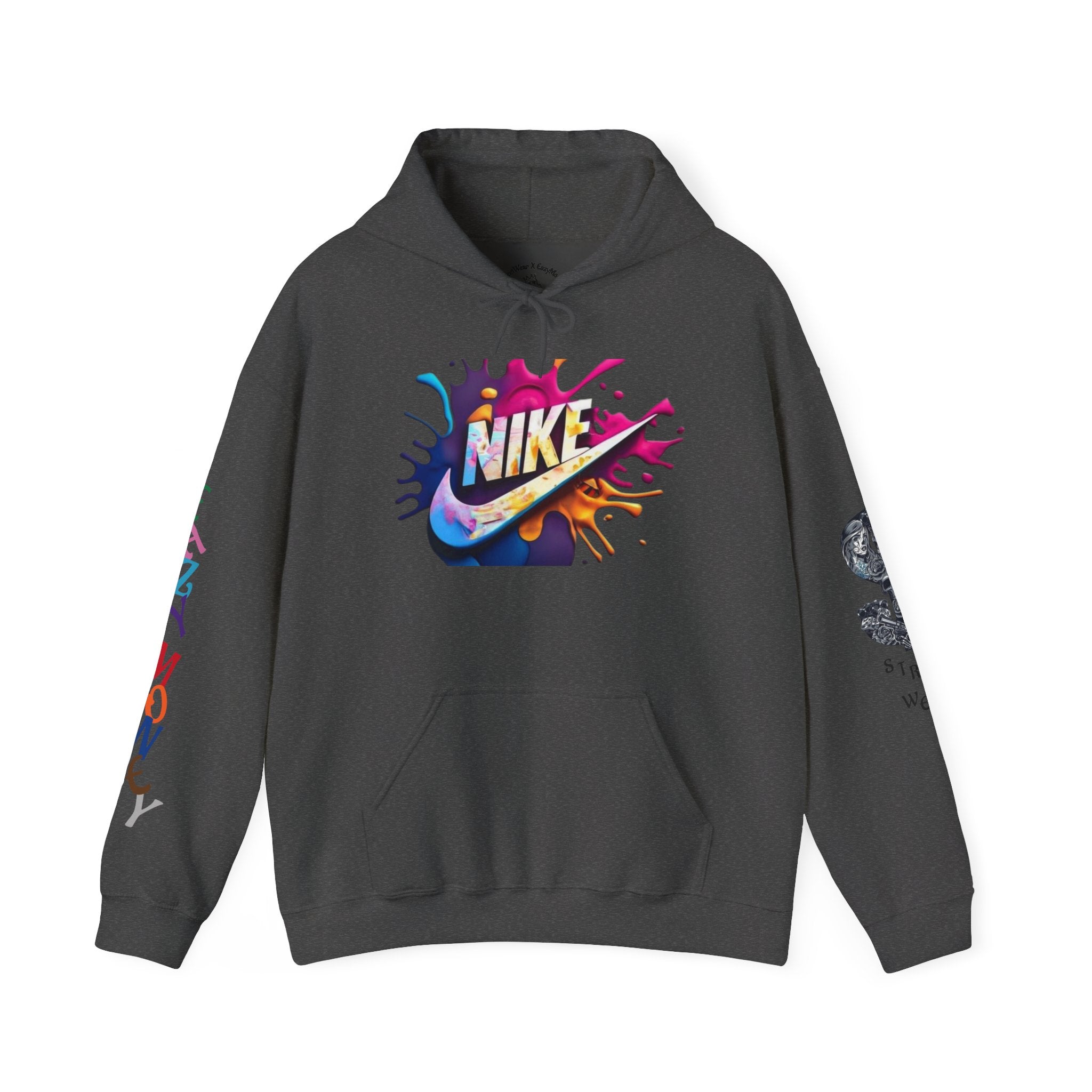 Graphic Hooded Sweatshirt — Colorful 'Just Do It' Splash Design