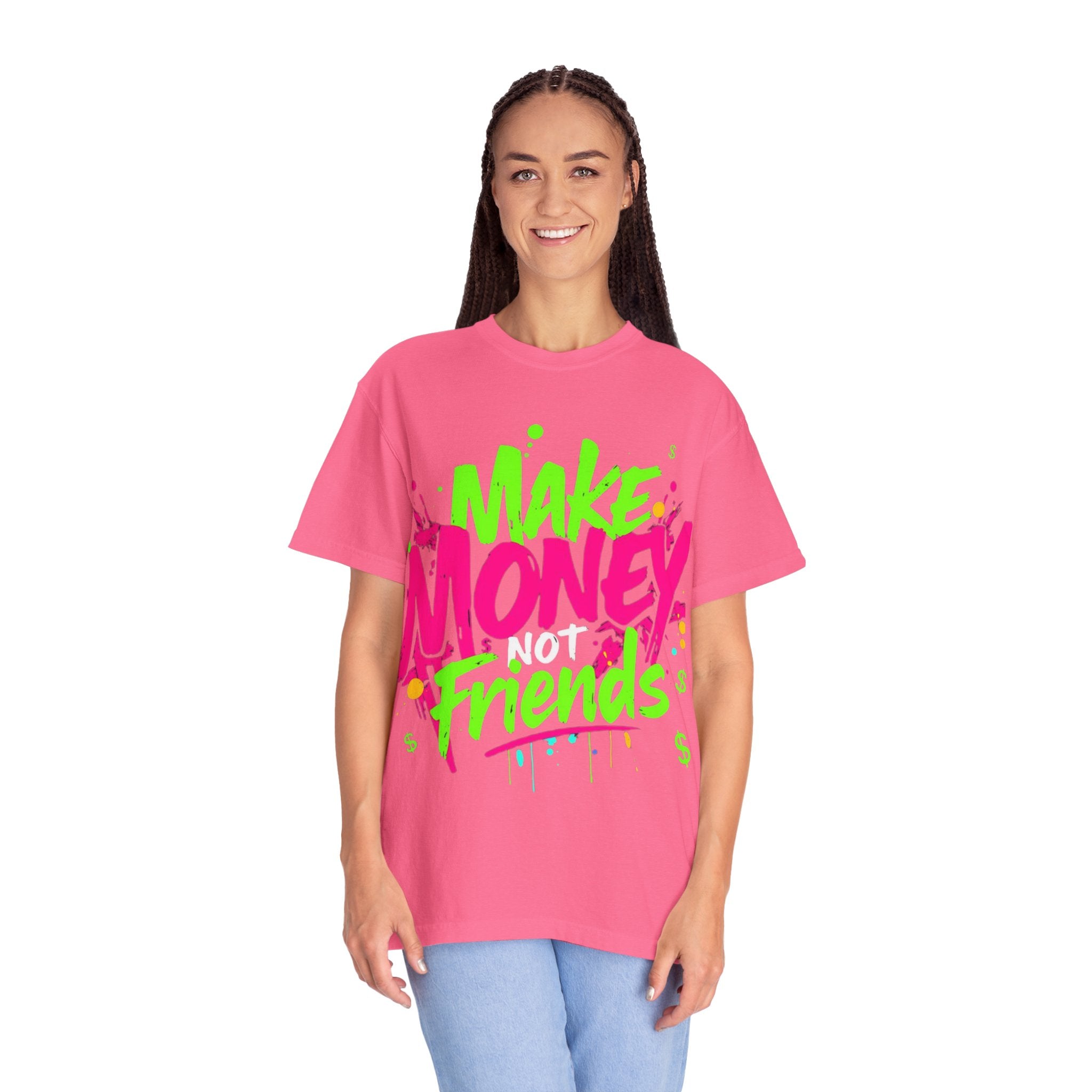 Trends StreetWear X EazyWear Graphic Tee — "Make Money Friends" Neon Street Style T-Shirt