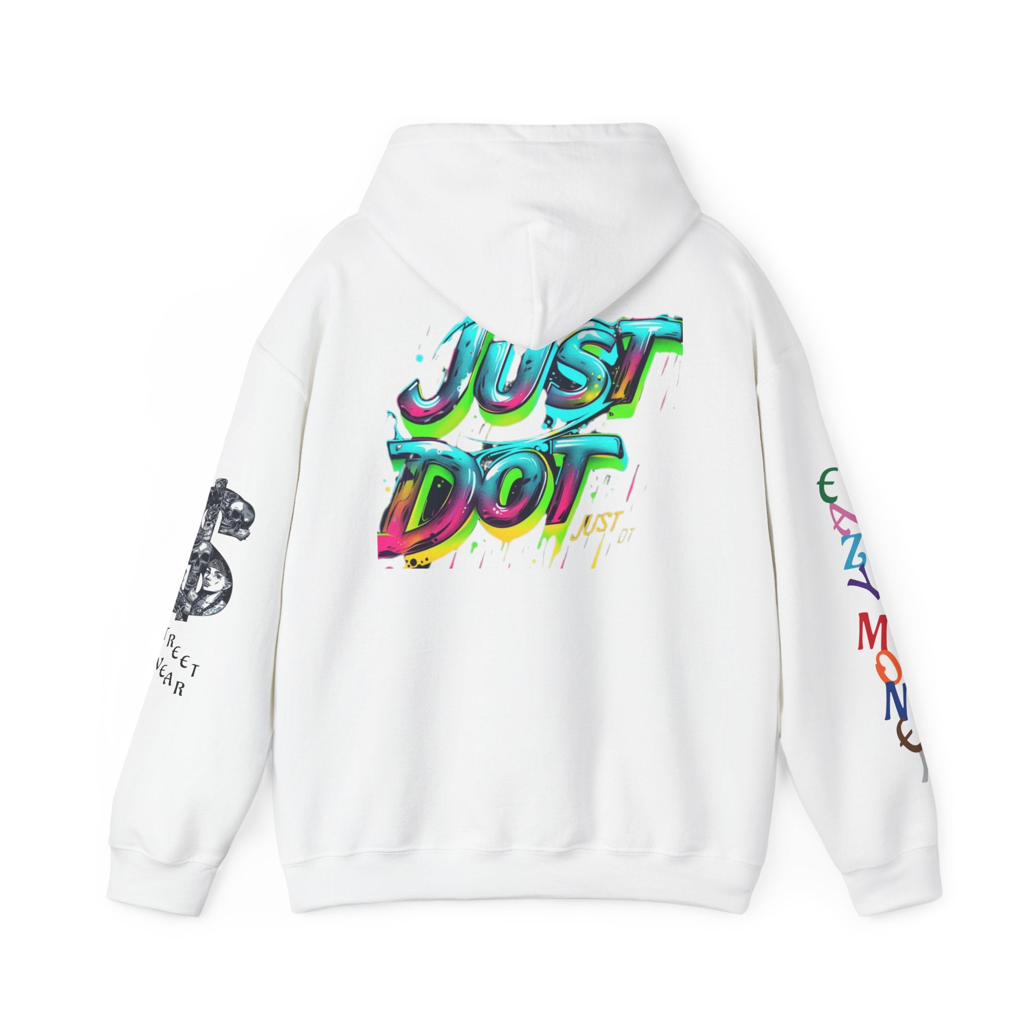 Graphic Hooded Sweatshirt — Colorful 'Just Do It' Splash Design