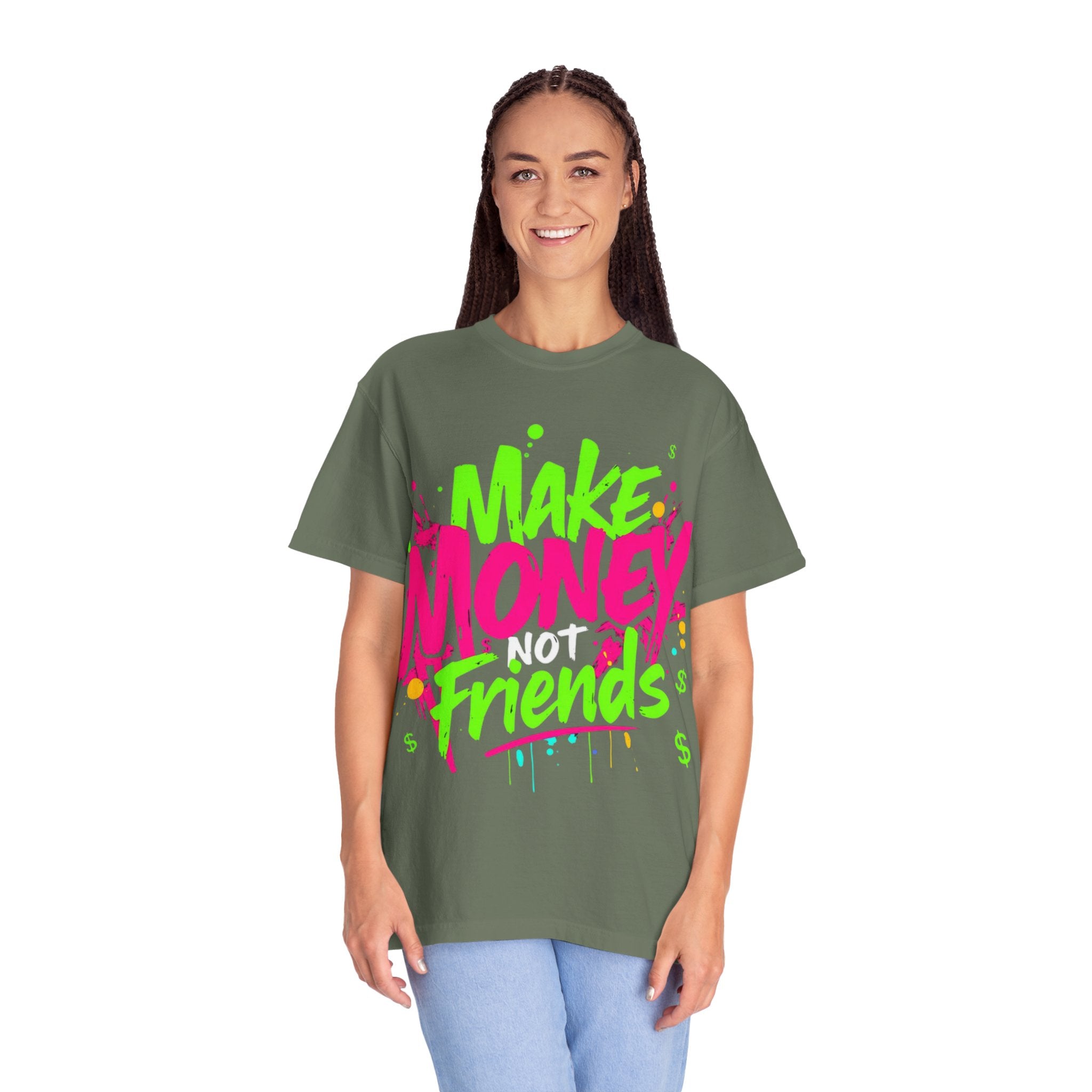 Trends StreetWear X EazyWear Graphic Tee — "Make Money Friends" Neon Street Style T-Shirt