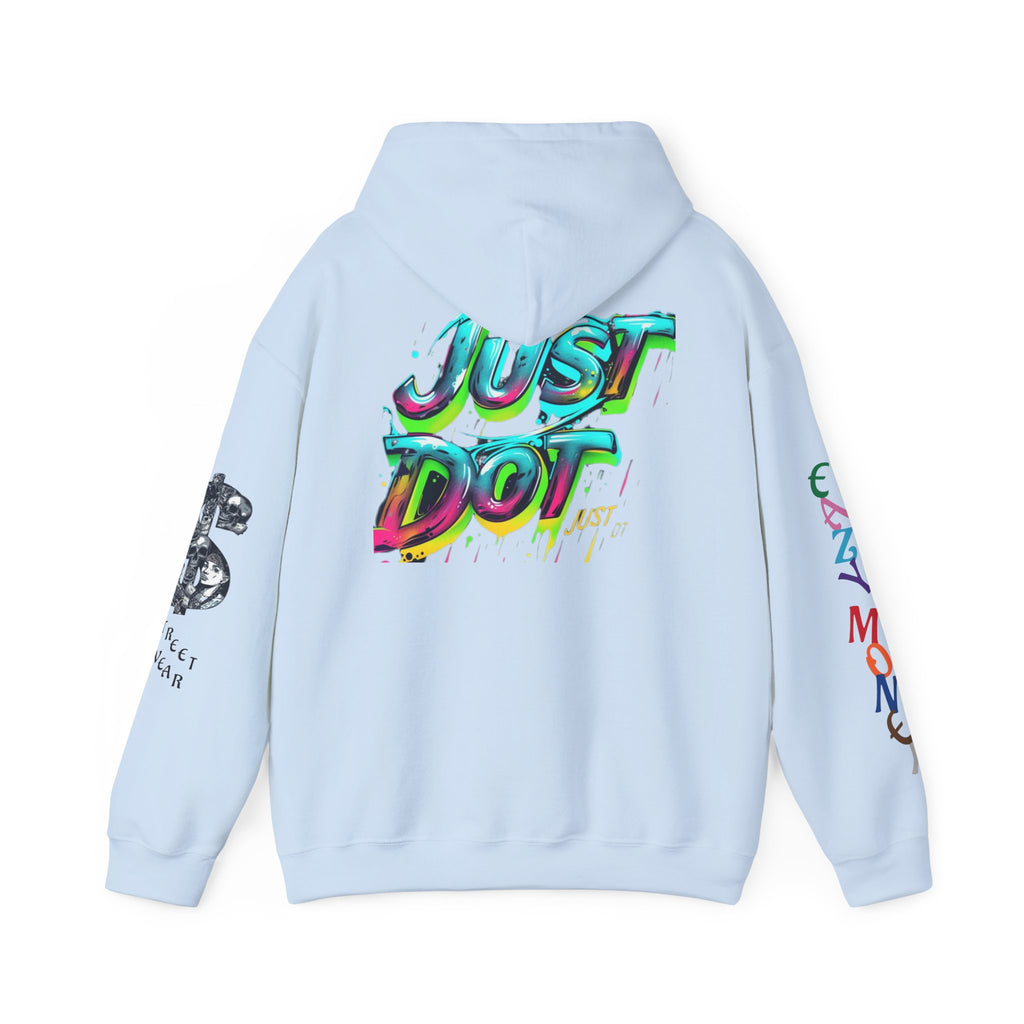 Graphic Hooded Sweatshirt — Colorful 'Just Do It' Splash Design