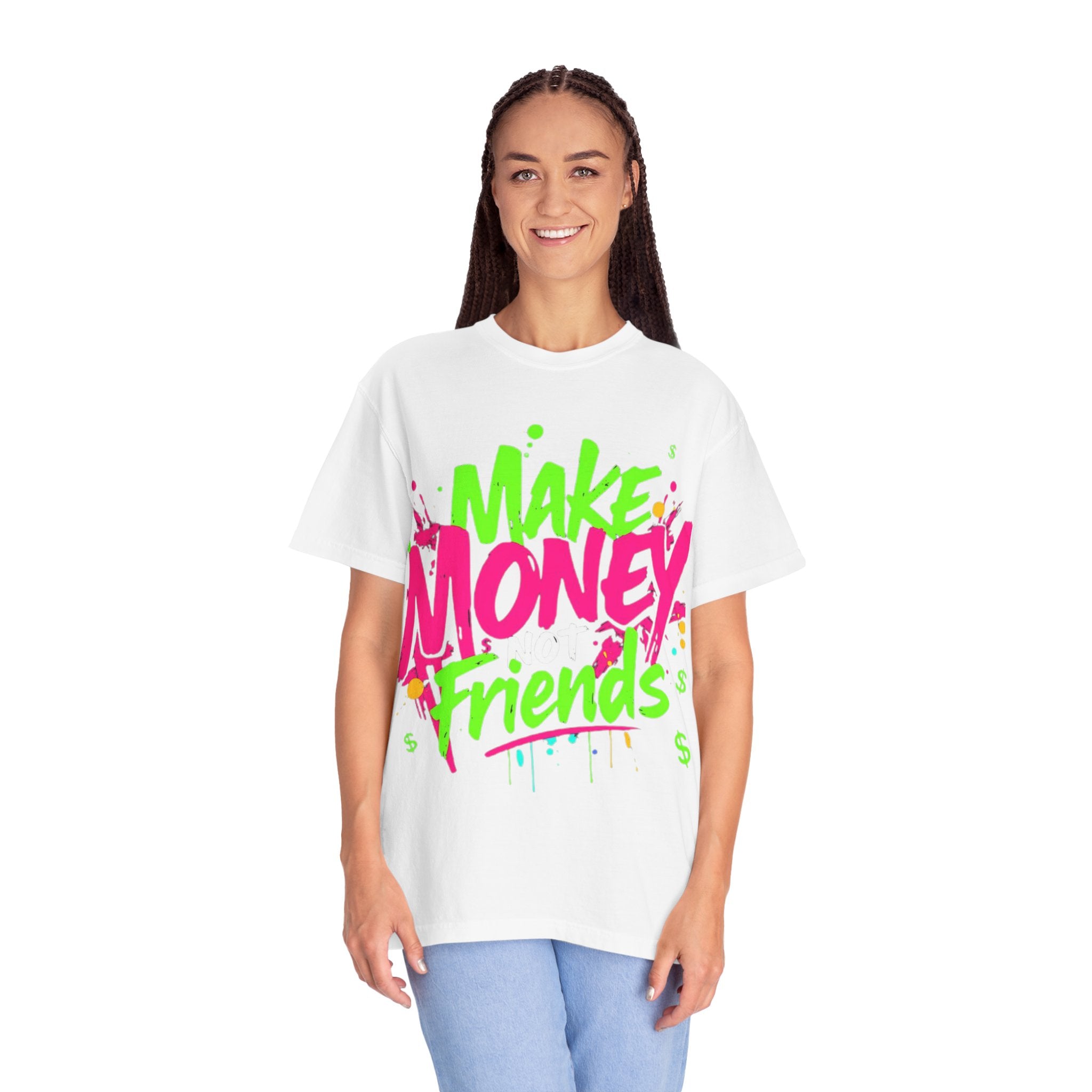 Trends StreetWear X EazyWear Graphic Tee — "Make Money Friends" Neon Street Style T-Shirt