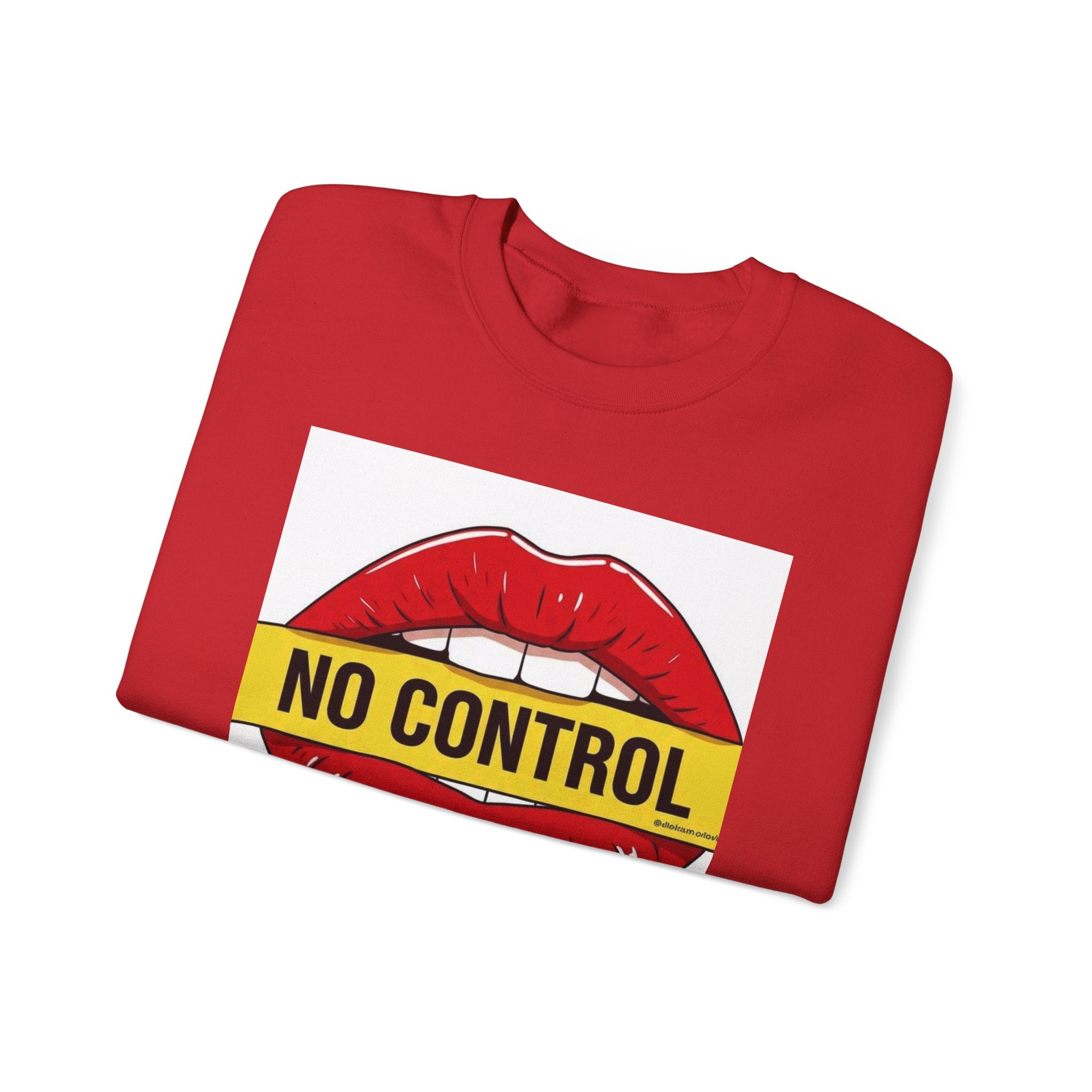 StreetWear X EazyMoney No Control / Shut Up Graphic Crewneck Sweatshirt — Bold Pop Art Lips & Hand Statement Pullover