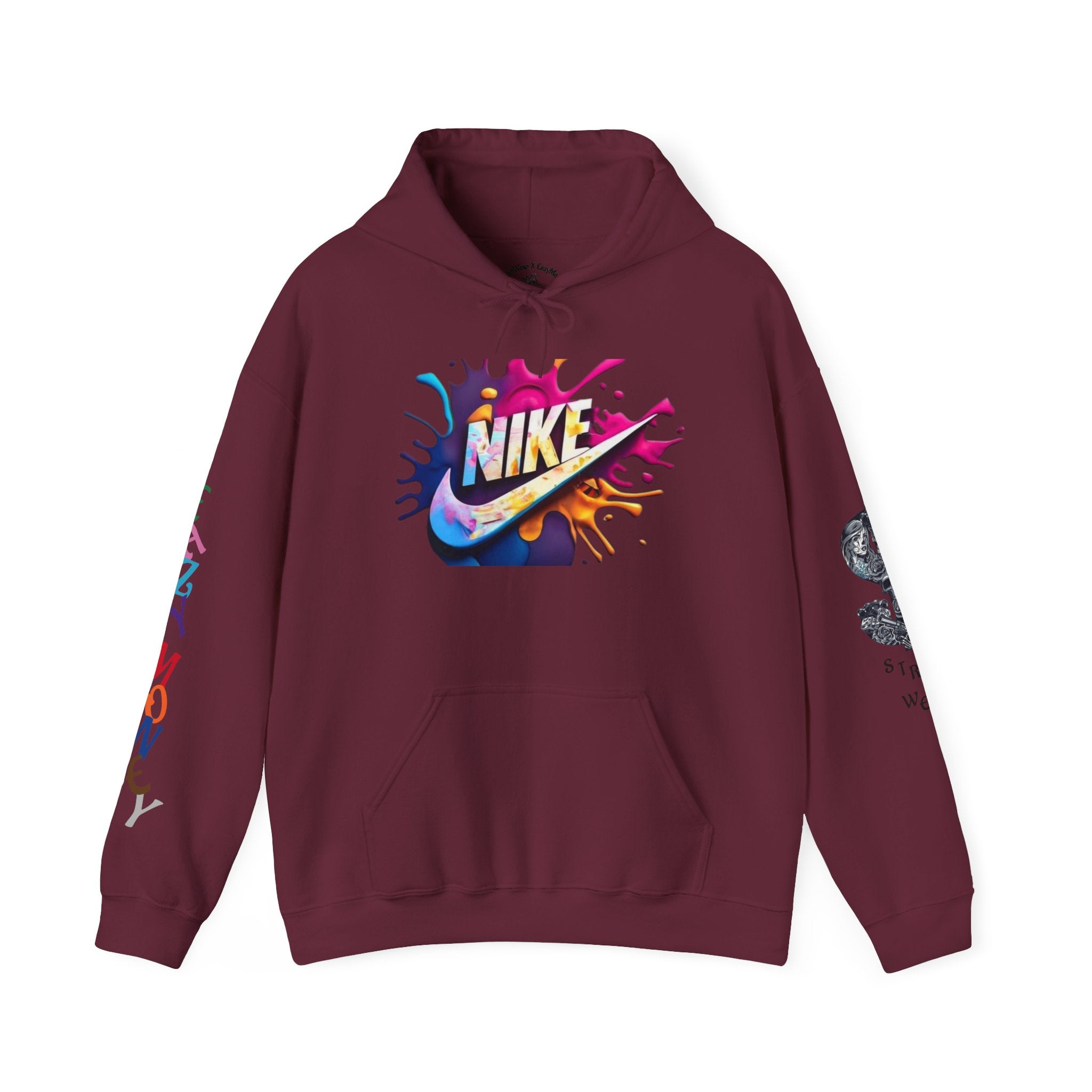 Graphic Hooded Sweatshirt — Colorful 'Just Do It' Splash Design