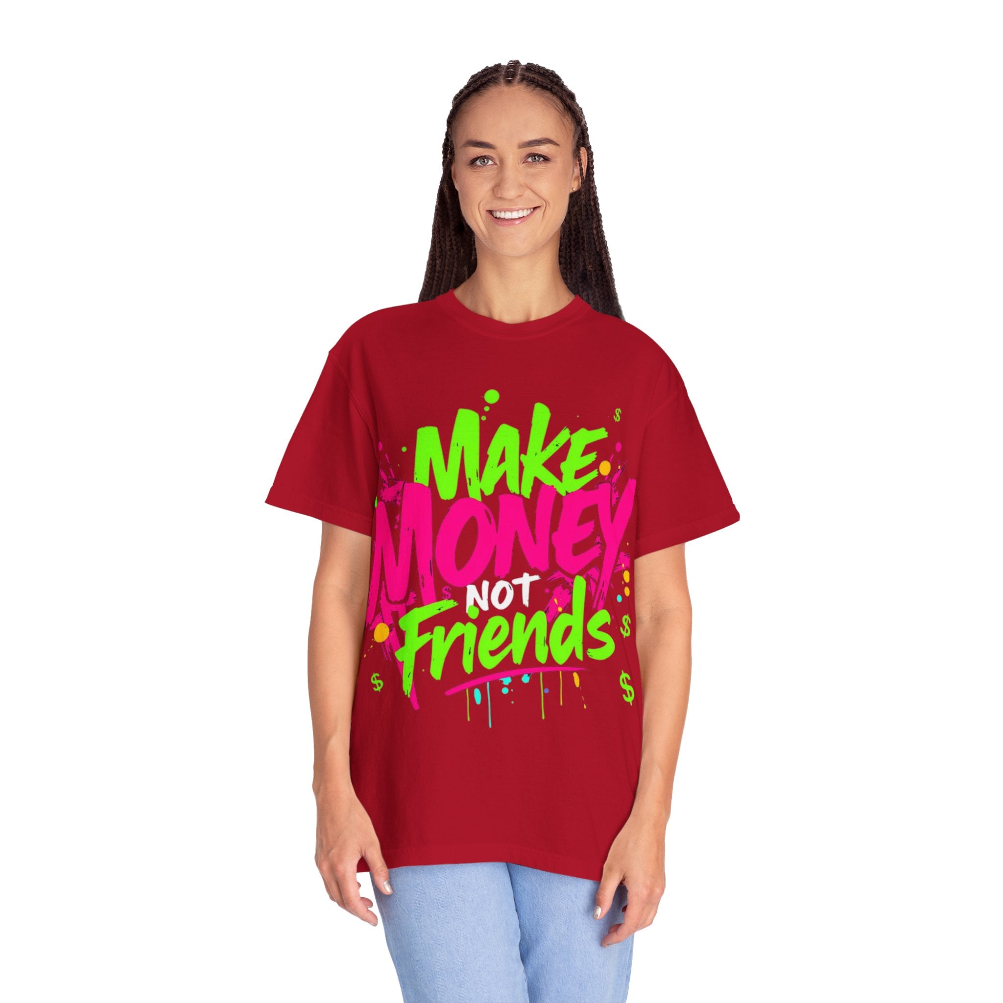 Trends StreetWear X EazyWear Graphic Tee — "Make Money Friends" Neon Street Style T-Shirt