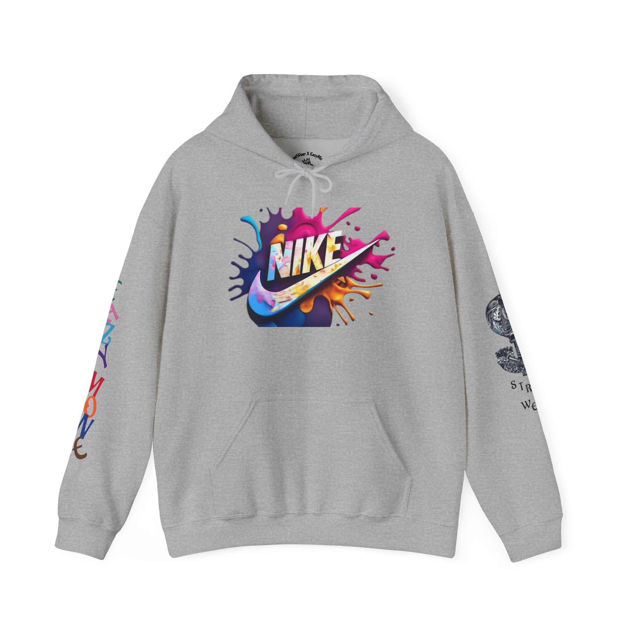 Graphic Hooded Sweatshirt — Colorful 'Just Do It' Splash Design