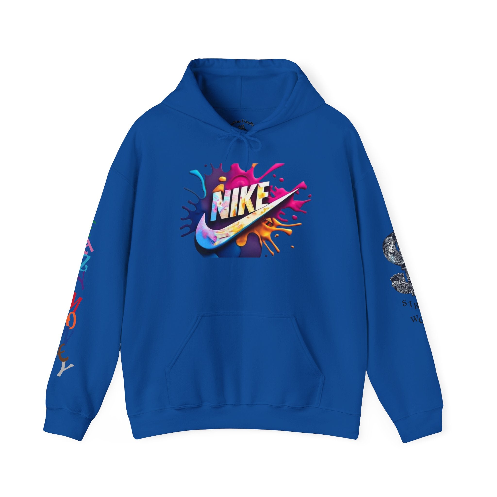 Graphic Hooded Sweatshirt — Colorful 'Just Do It' Splash Design