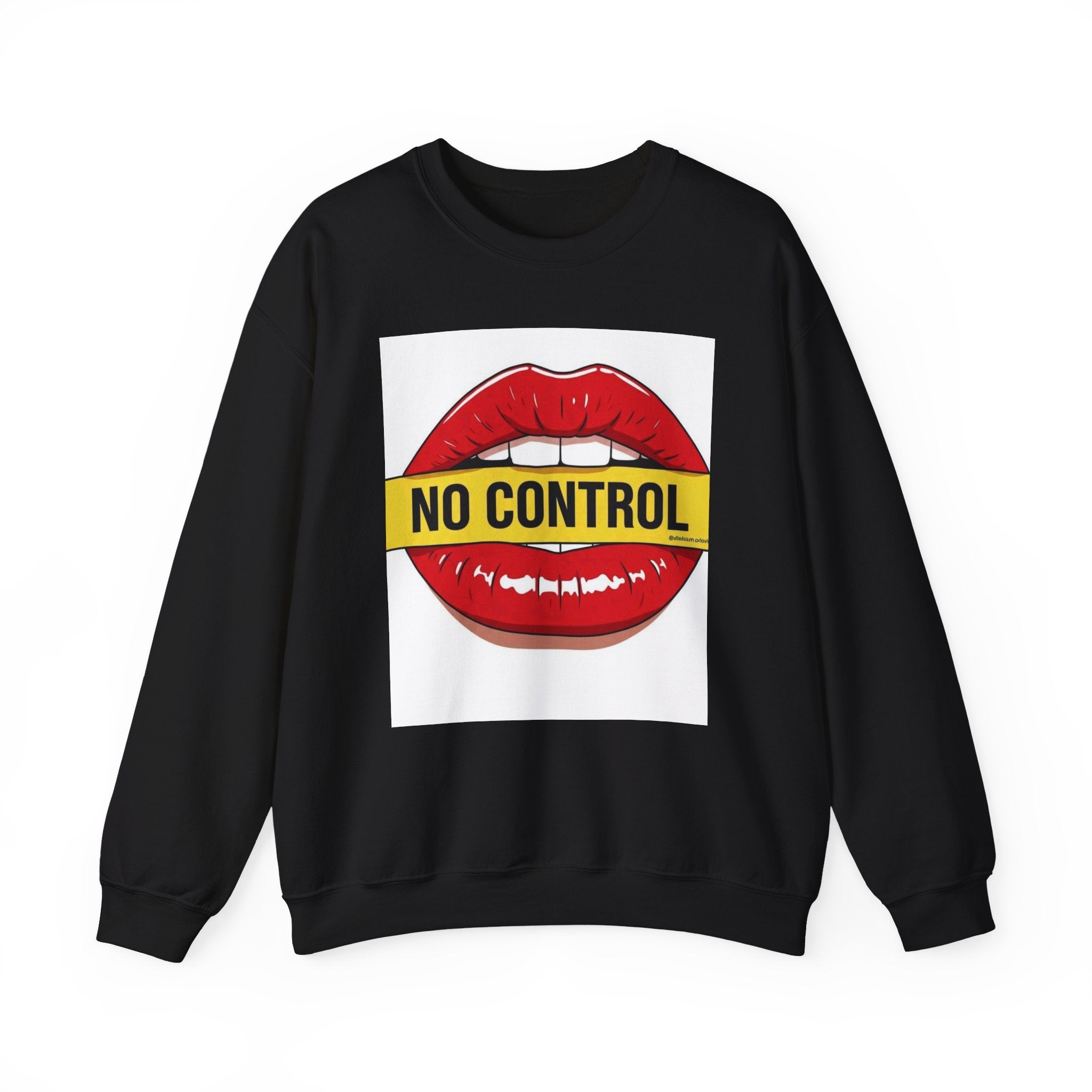 StreetWear X EazyMoney No Control / Shut Up Graphic Crewneck Sweatshirt — Bold Pop Art Lips & Hand Statement Pullover