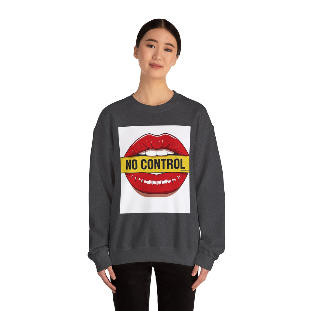 StreetWear X EazyMoney No Control / Shut Up Graphic Crewneck Sweatshirt — Bold Pop Art Lips & Hand Statement Pullover