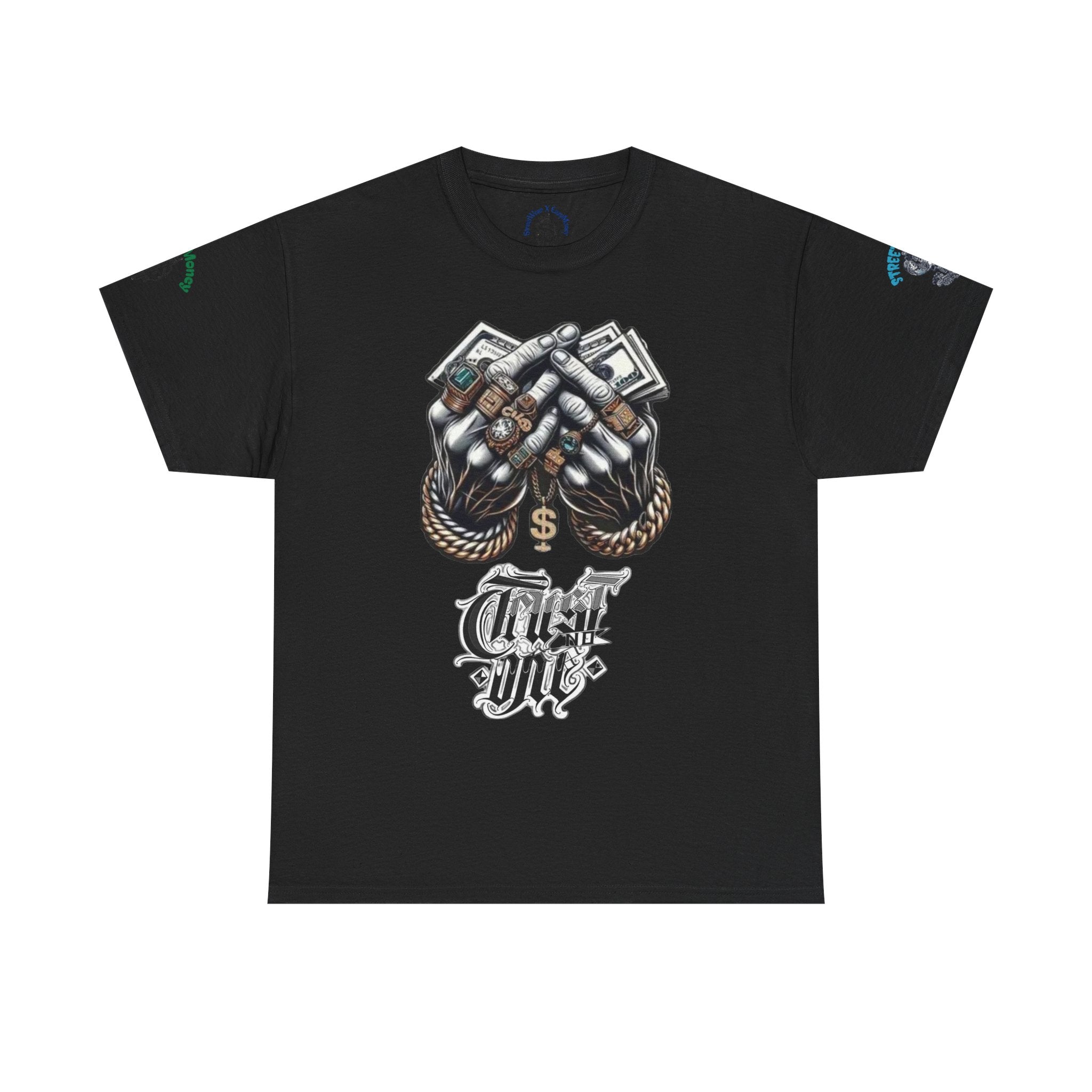 T-Shirt StreetWear X EazyMoney— Justice Business Graphic Tee (Hands Holding Cash)